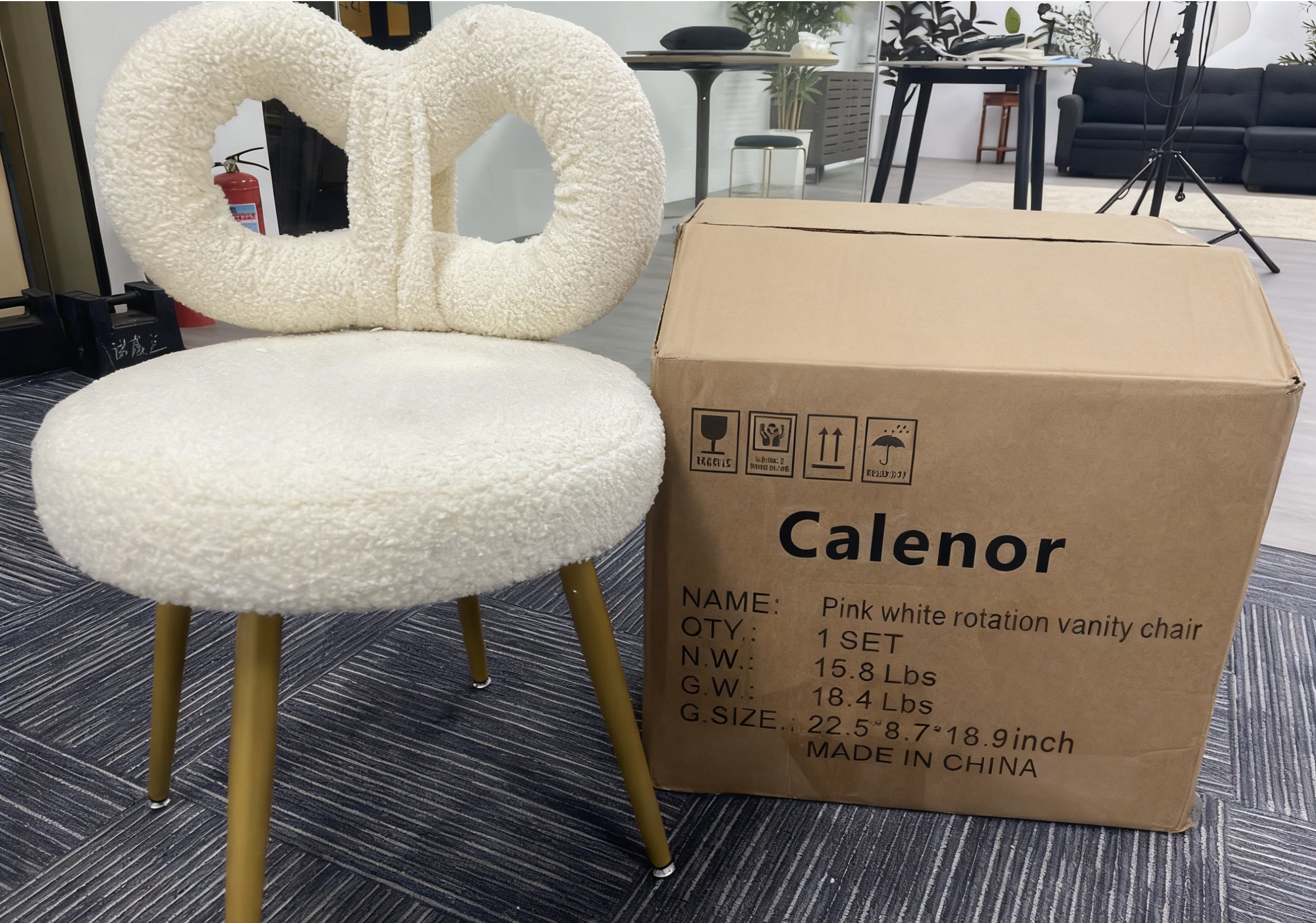Calenor Pink white rotation vanity chair