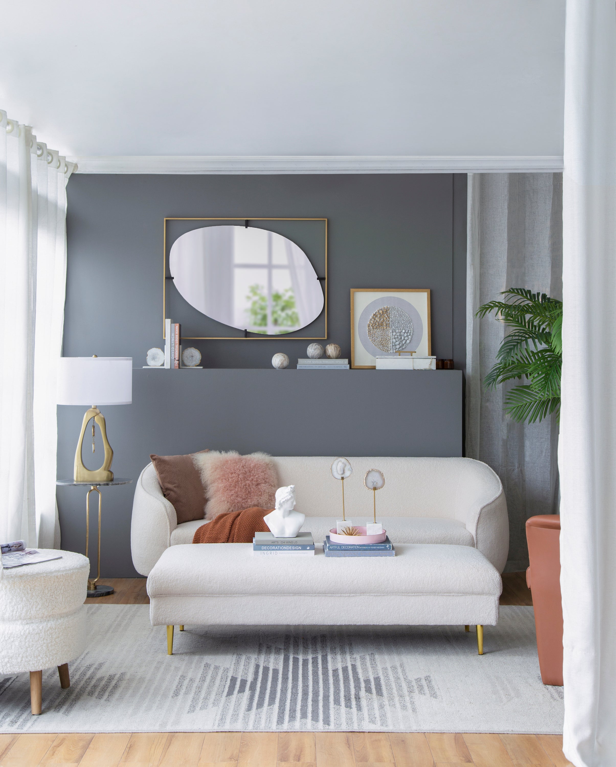 30x1x40" Poppy Mirror with Gold Metal Frame Contemporary Design Wall Decor for Bathroom, Entryway Wall Decor