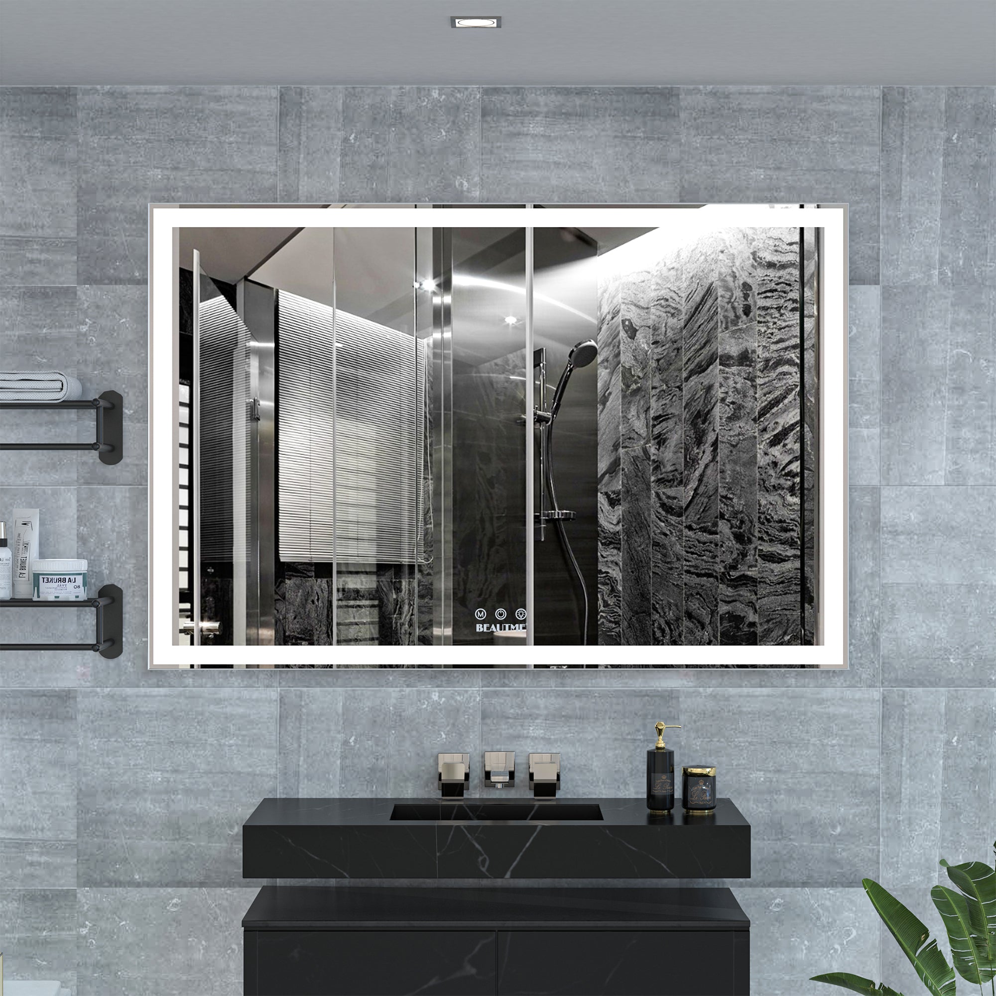 60x40 inch Oversized LED Bathroom Mirror Wall Mounted Mirror with 3 Color Modes  Aluminum Frame Large Wall Mirror for Bathroom