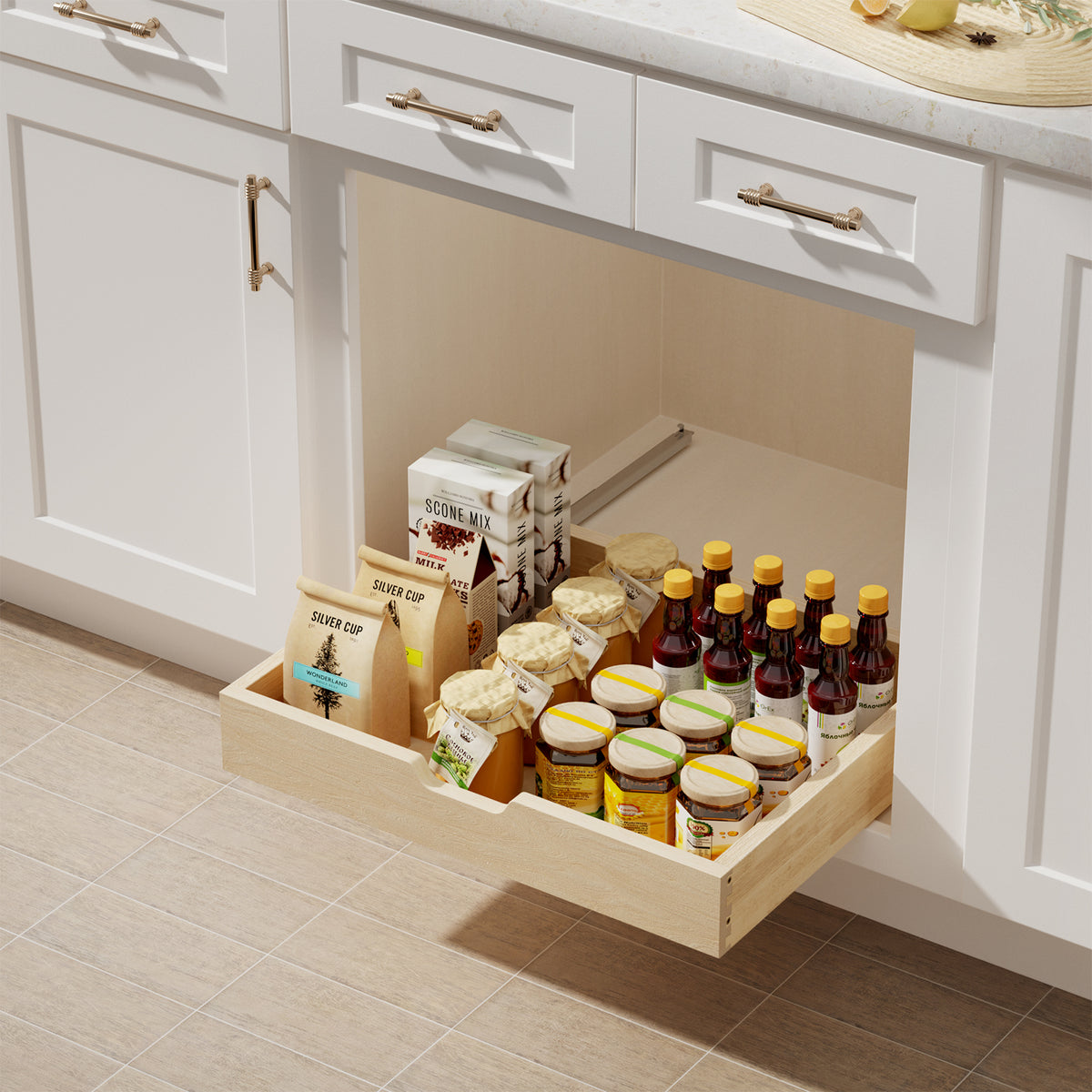 KD-Soft Close Pull Out Cabinet Drawer for Kitchen Cabinets and Pantry