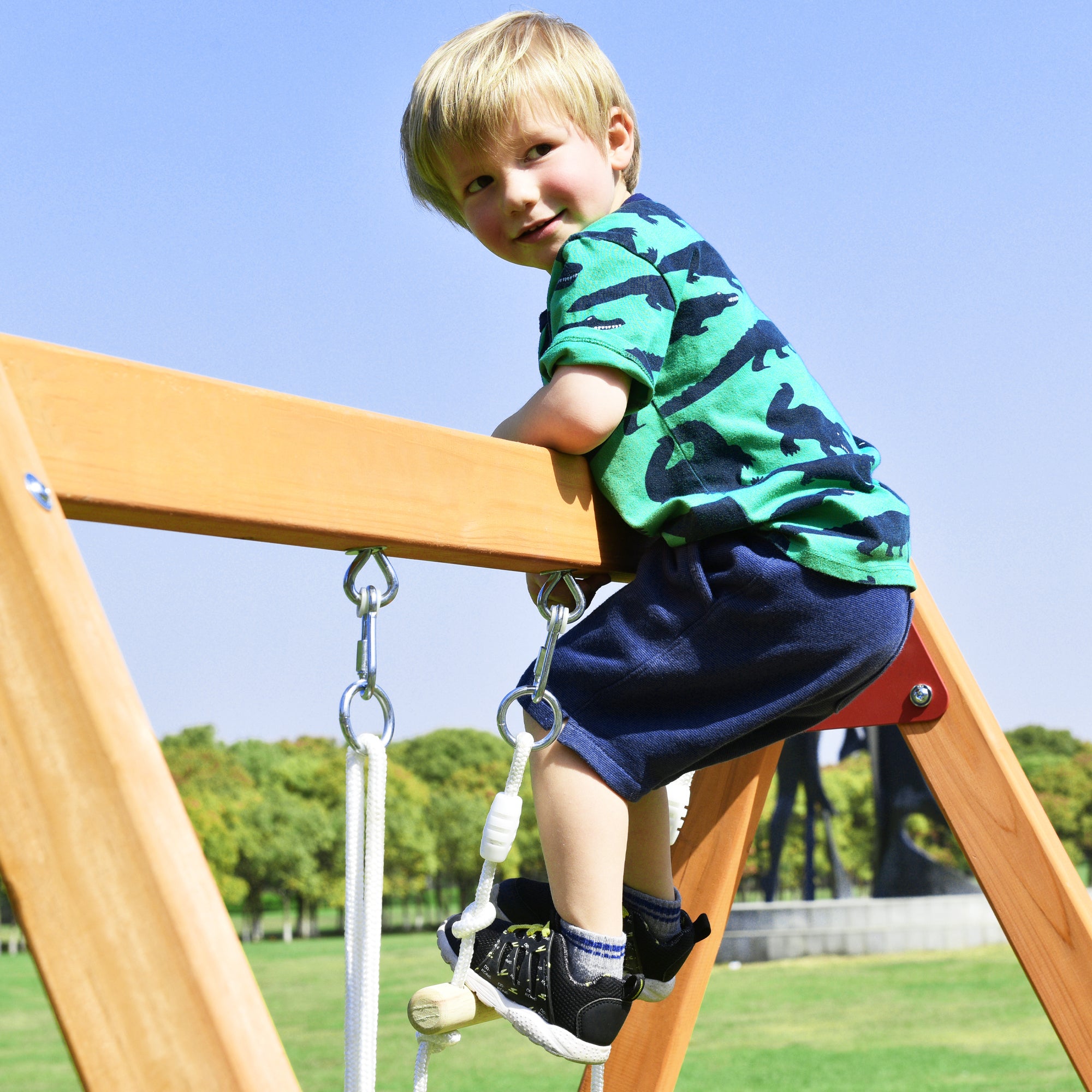 Wooden Swing-N-Slide Set: Ideal for Backyard Fun with Slide, Swings, and Climber. Toddler-Friendly and Easy to Assemble