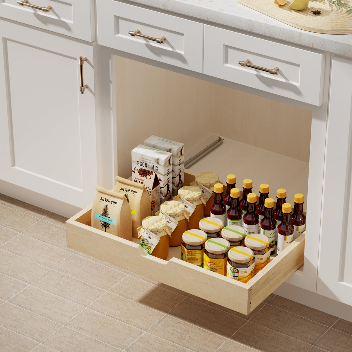 KD-Soft Close Pull Out Cabinet Drawer for Kitchen Cabinets and Pantry