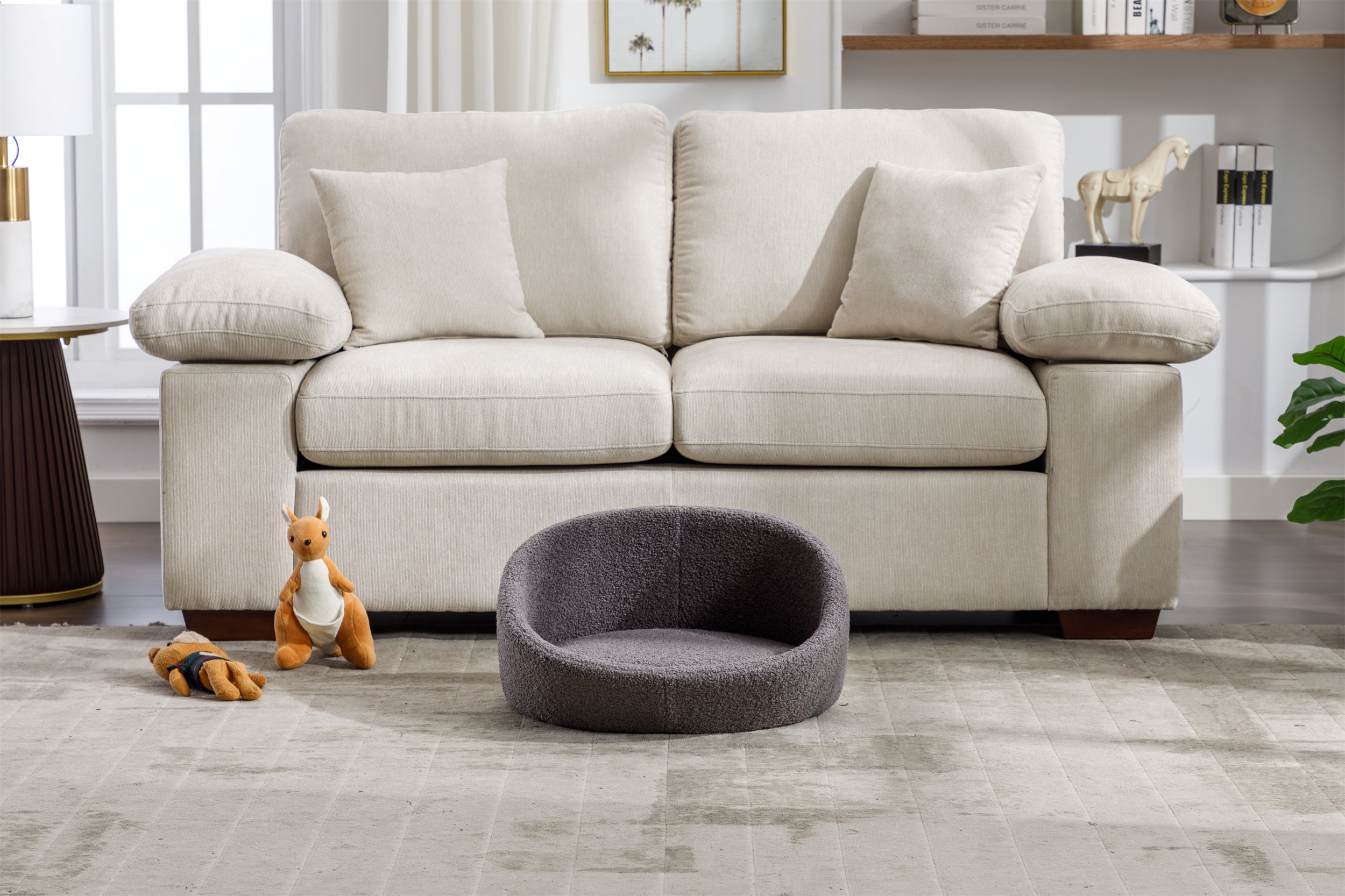 PANGPANG Cat Bed Pet Sofa With Solid Wood frame, Cashmere cover,Mid Size,GREY