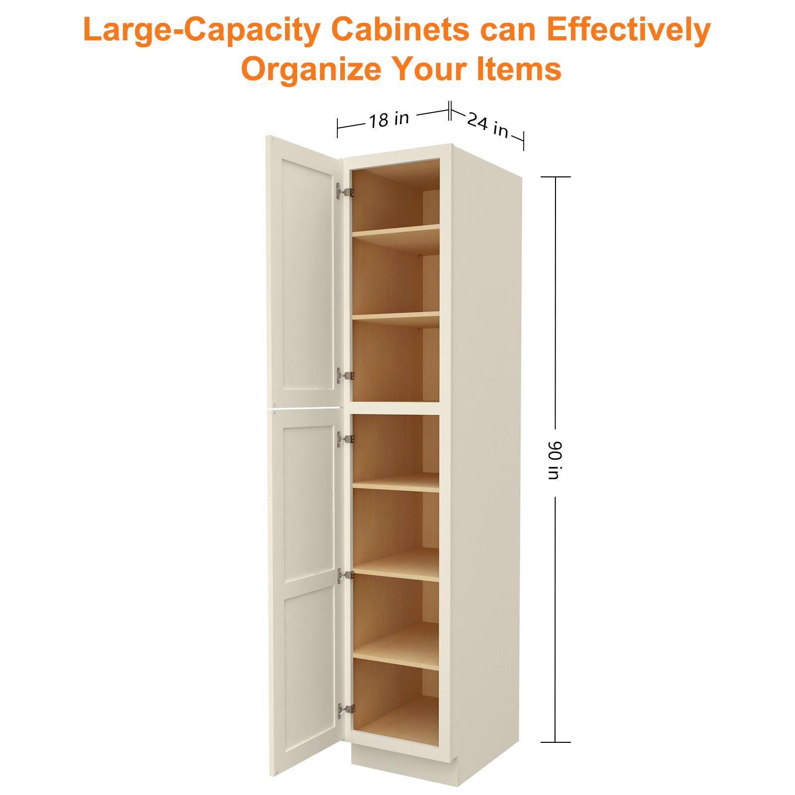 24"D*18"W*90"H Birch Solid Wood Pantry Tall Storage Cabinet U189024