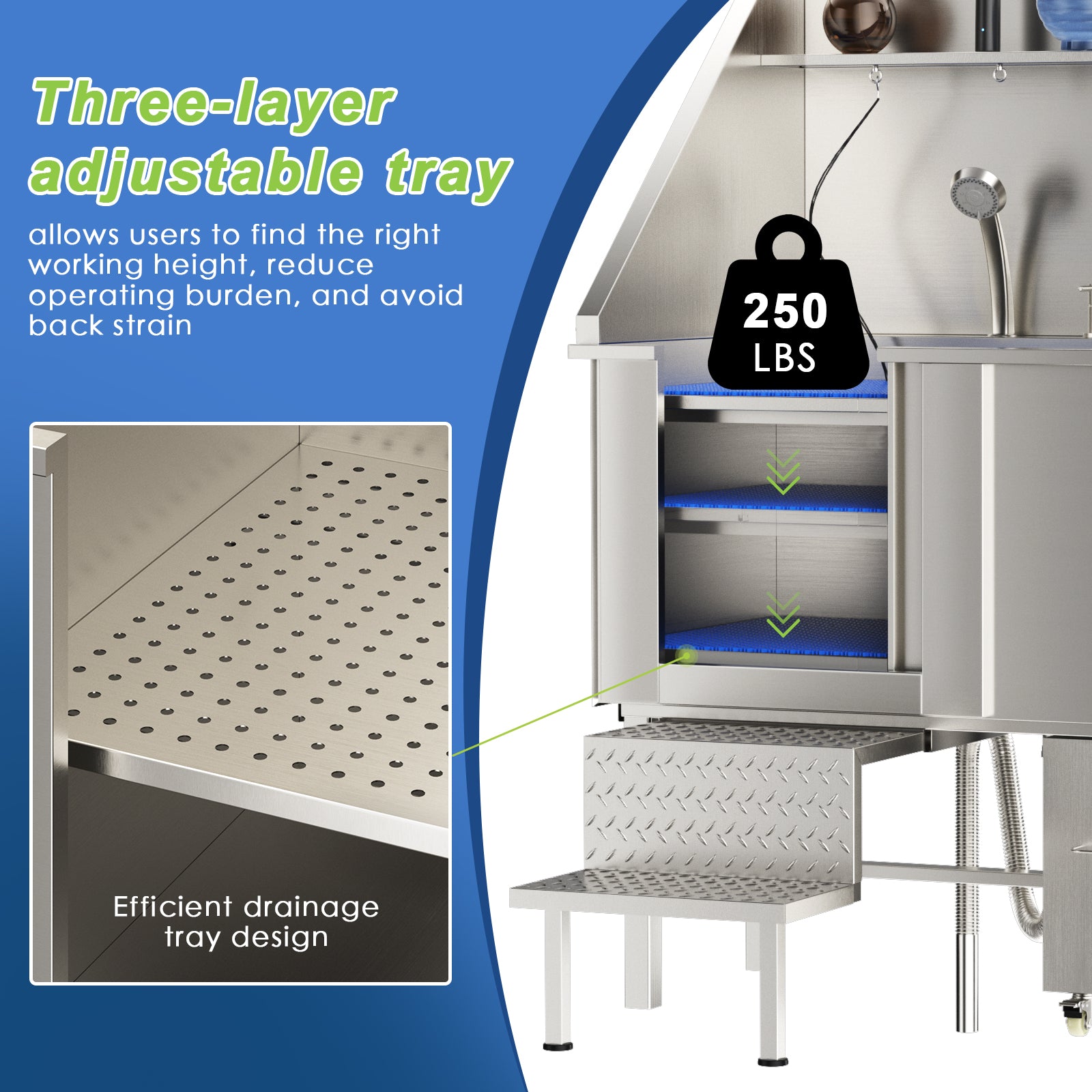 50 in. Dog Washing Station with Sink, Storage, Drawer and Ladder