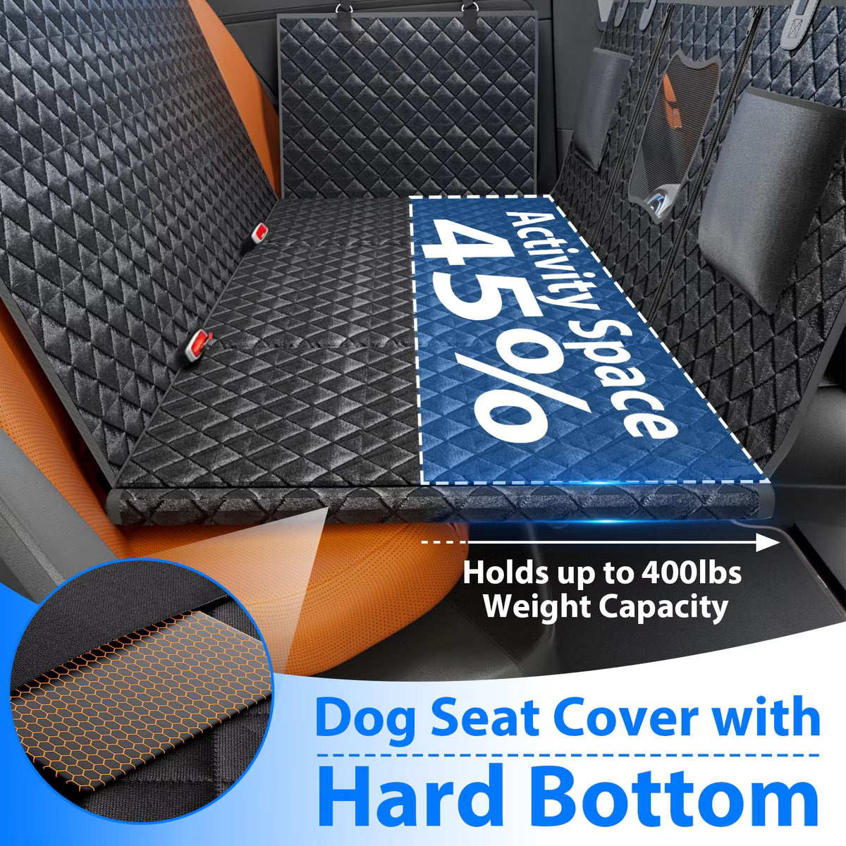 Waterproof Hammock Dog Car Back Seat Cover, Black