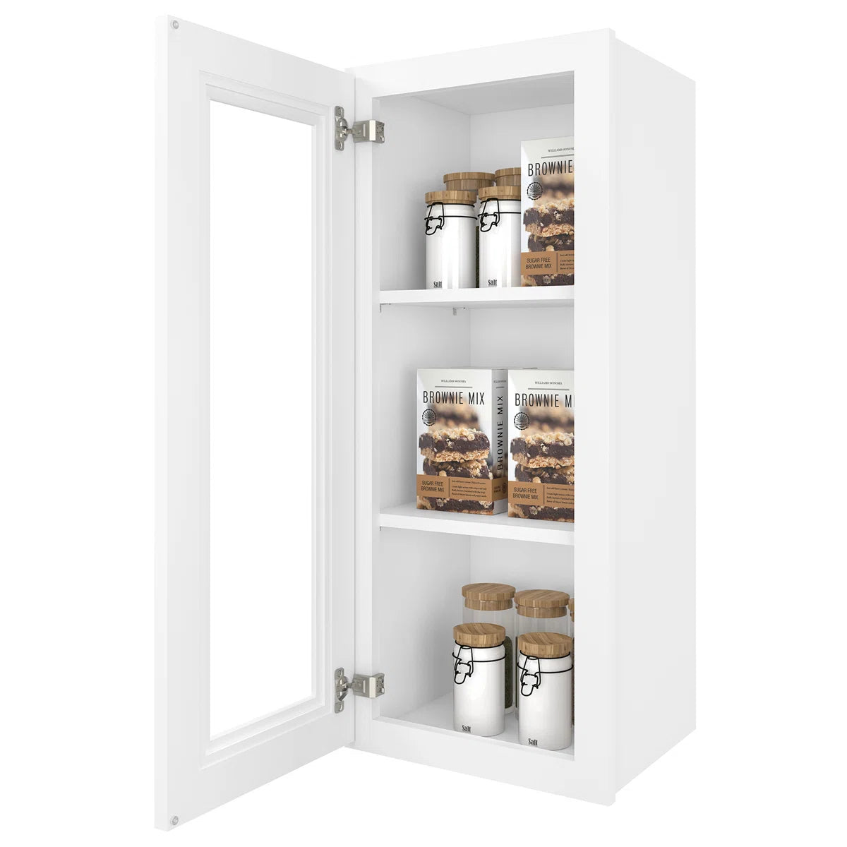 36"W * 15"H * 12"D Shaker White Glass Wall Kitchen Cabinet with Adjustable Shelves