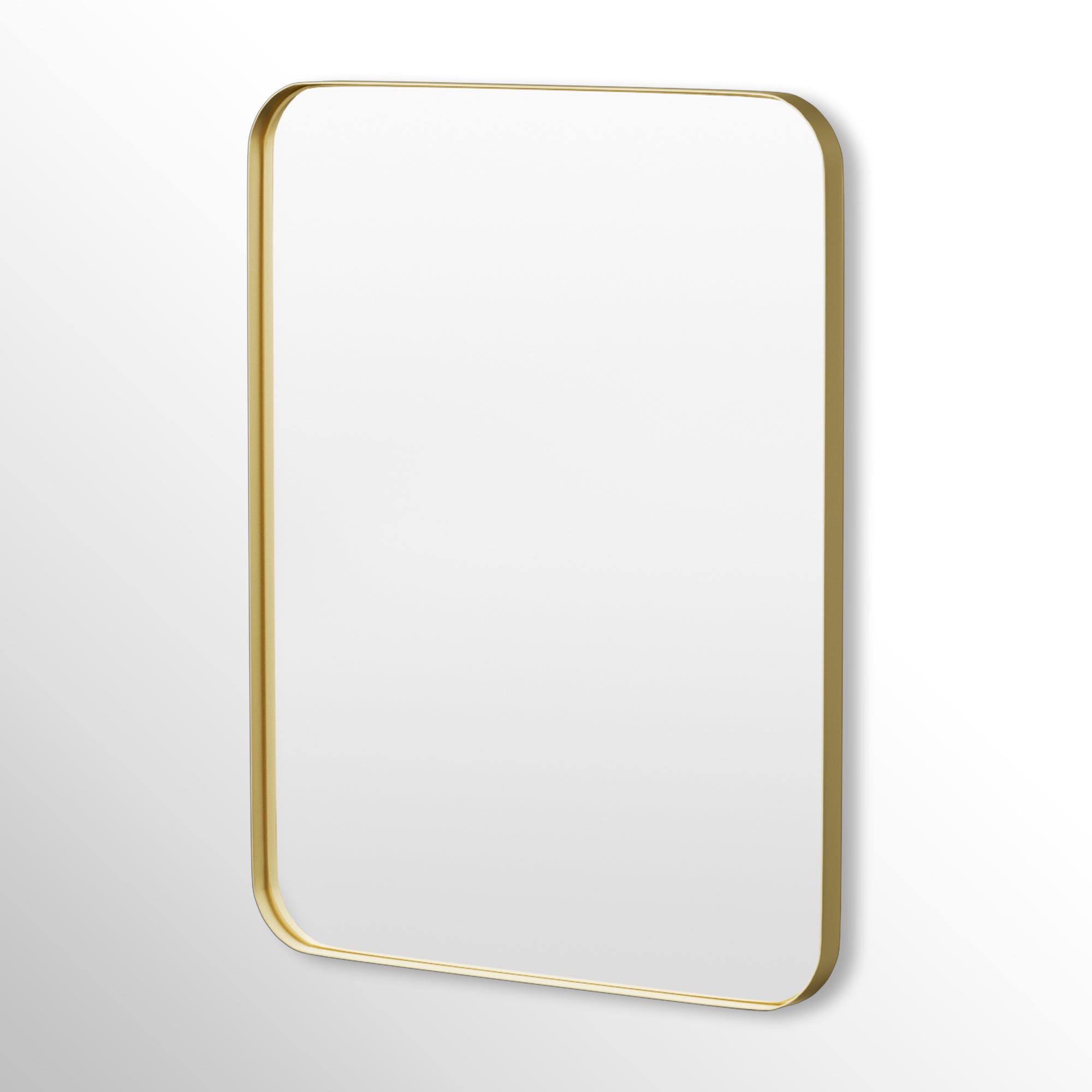 24 in. W x 36 in. H Rectangular Framed Tempered Glass Wall-Mounted Bathroom Vanity Mirror in Gold