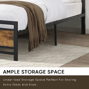 Full Size Metal Platform Bed Frame with Wood Headboard and Footboard, Heavy Duty Mattress Foundation with Slat Support, Easy Assembly, Noise-Free, No Box Spring Needed
