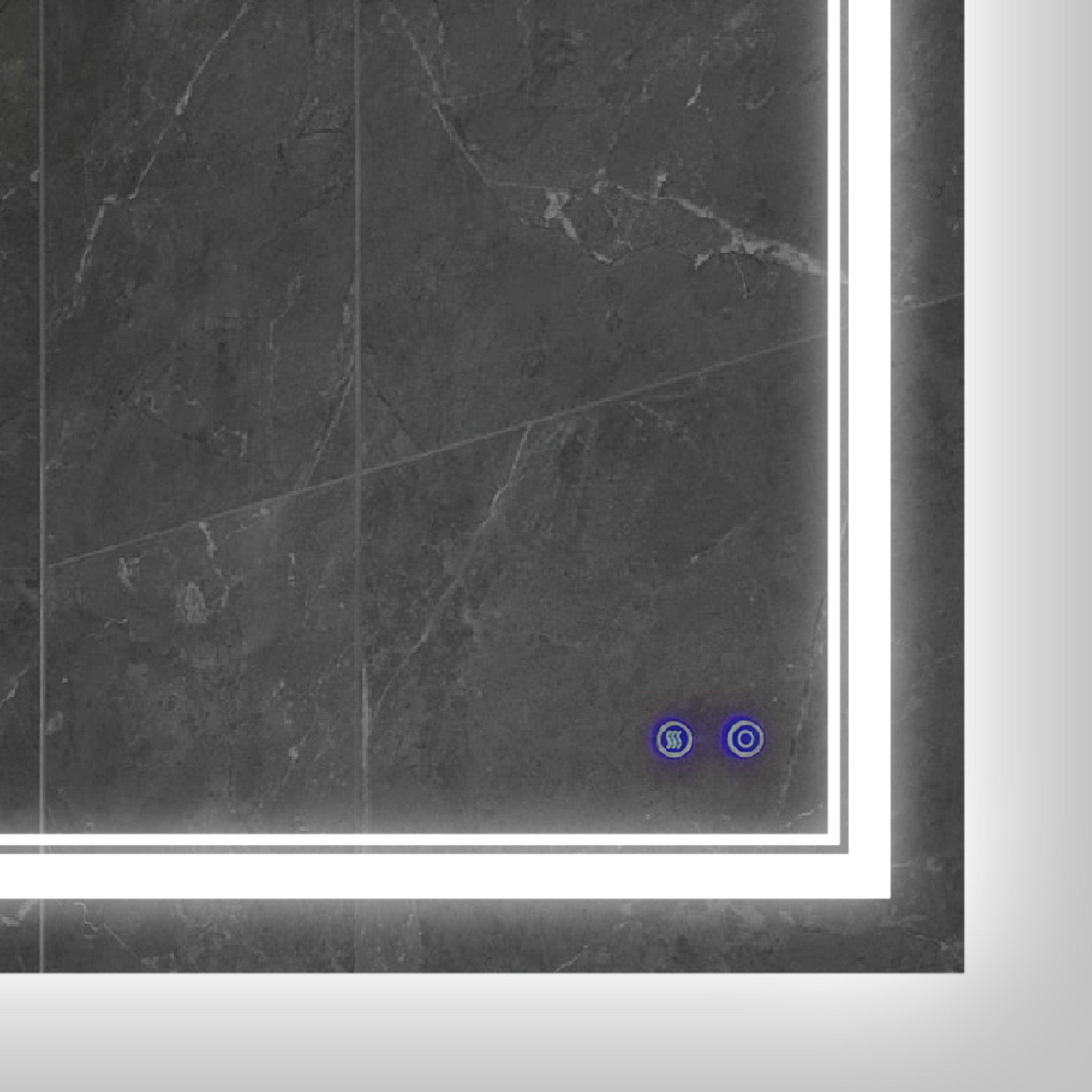 40 x 24 Inch Frameless LED Illuminated Bathroom Wall Mirror, Touch Button Defogger, Rectangular, Silver