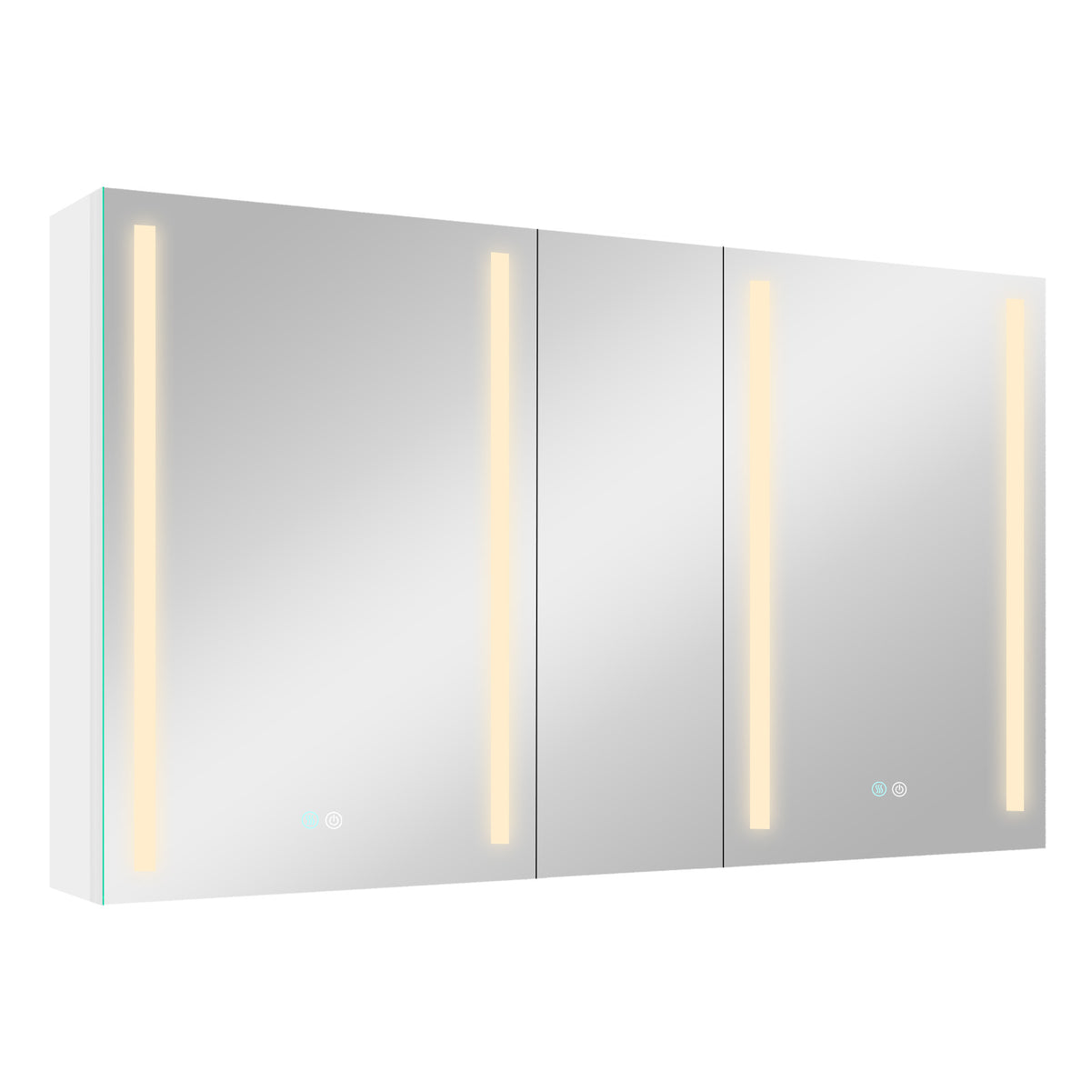 50x30 Inch LED Bathroom Medicine Cabinet Surface Mount Double Door Lighted Medicine Cabinet, Medicine Cabinets for Bathroom with Mirror Defogging, Dimmer White