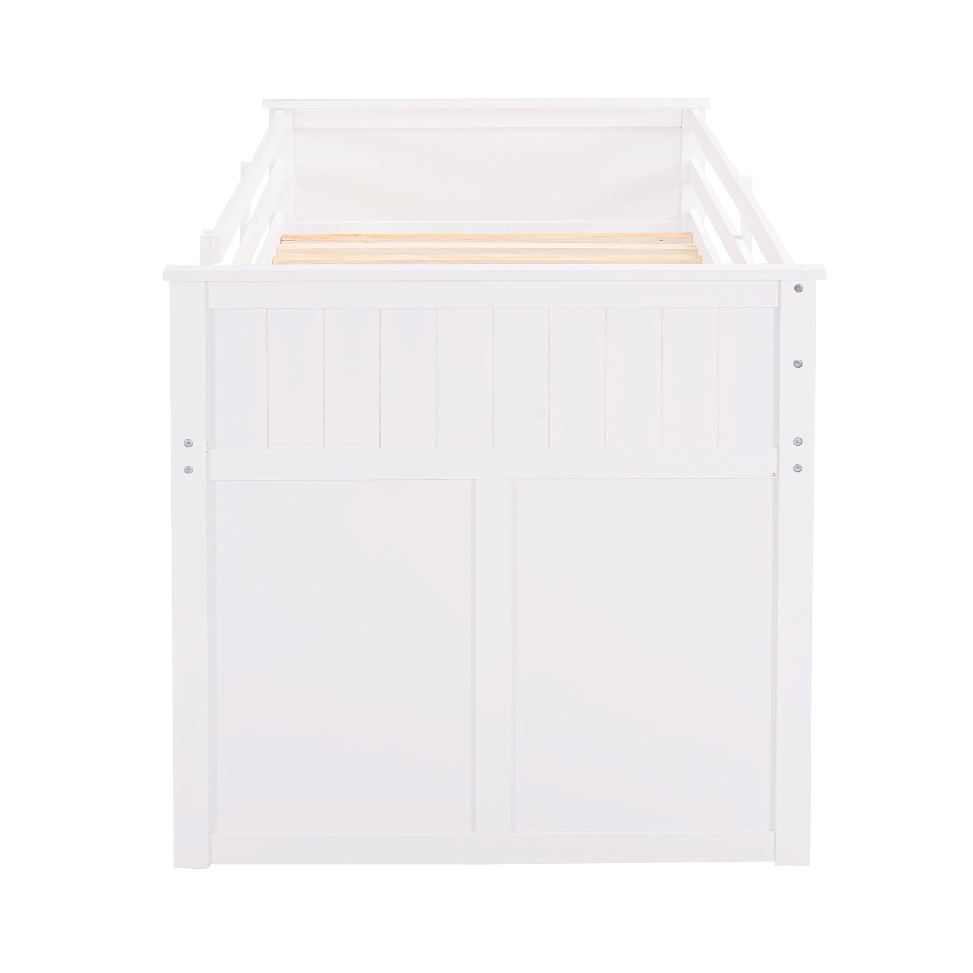 Loft Bed Low Study Twin Size Loft Bed With Storage Steps and Portable,Desk,White(OLD SKU: LT000101AAK)