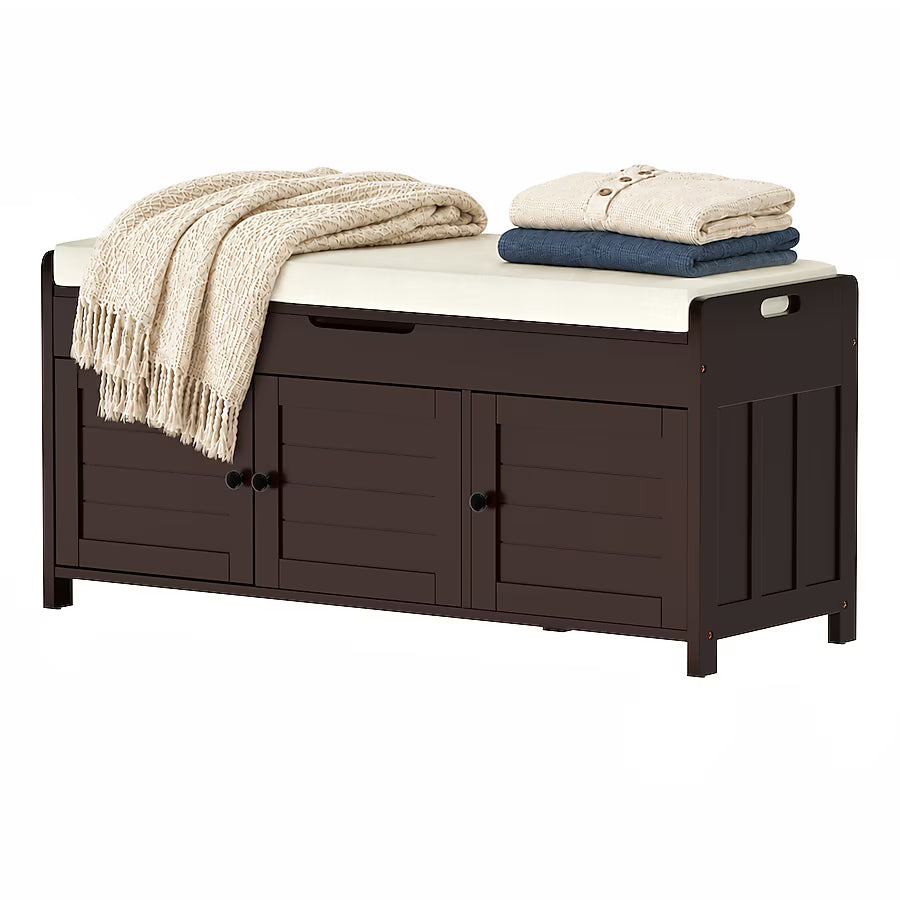 43.5-in W 3-Door Storage Bench with Cushion and Hidden Storage for Entryway