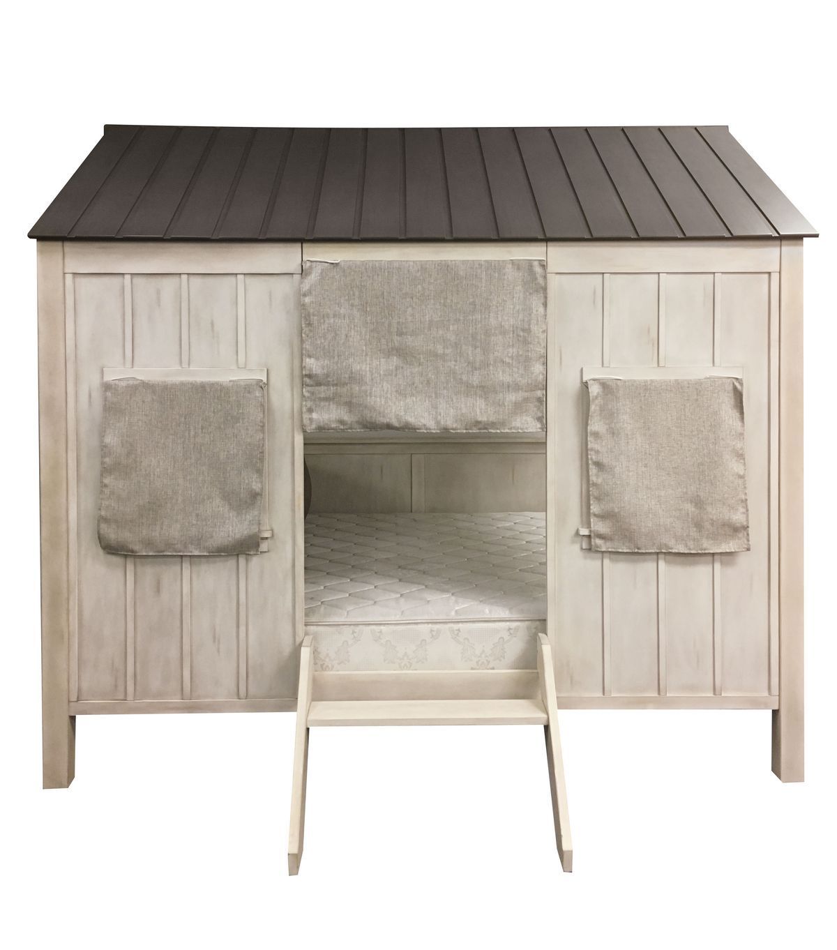 Spring Cottage Full Bed in Weathered White & Washed Gray 37655F