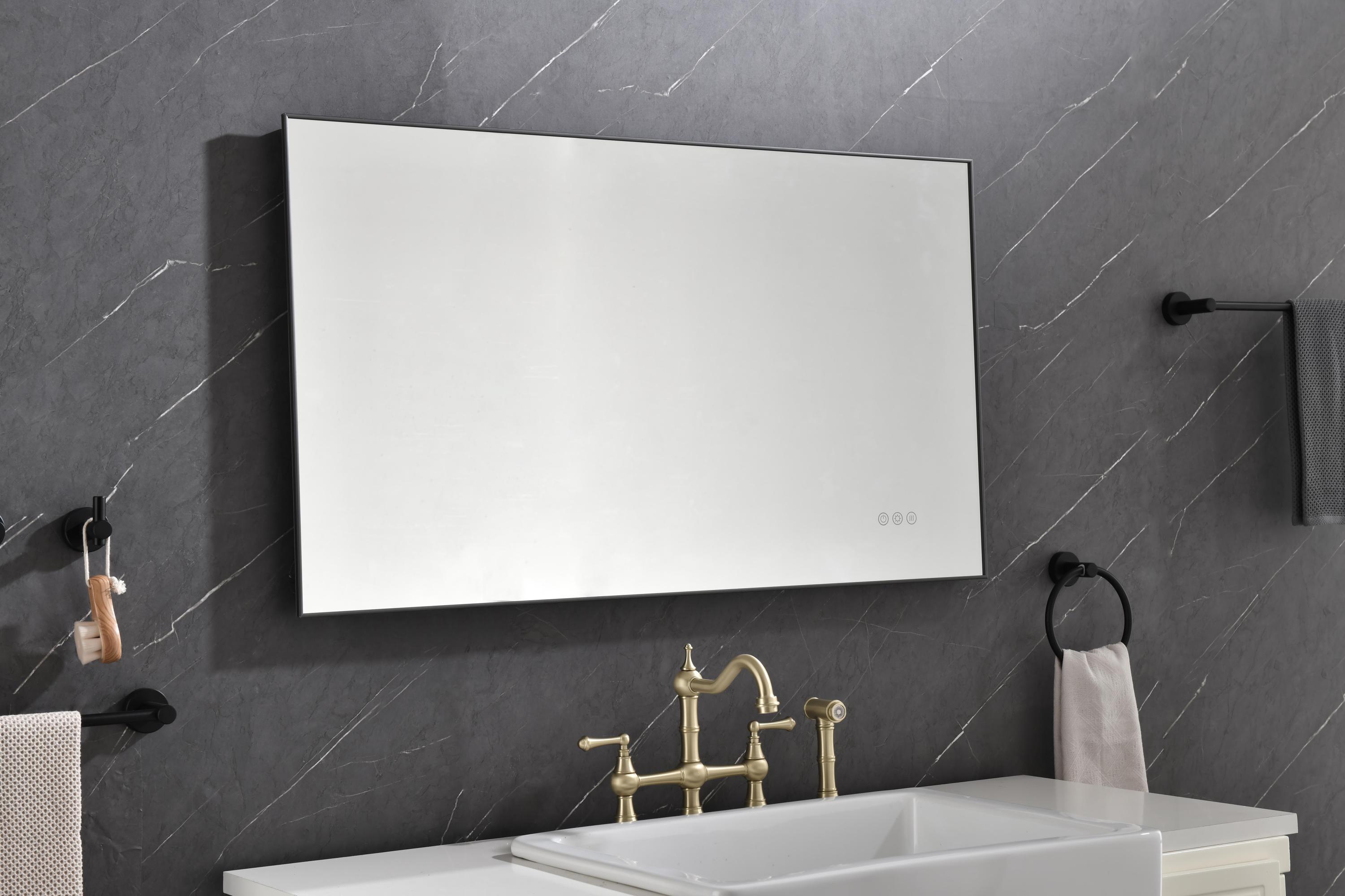 Super Bright Led Bathroom Mirror with Lights,Metal Frame Mirror Wall Mounted Lighted Vanity Mirrors for Wall,Anti Fog Dimmable Led Mirror for Makeup,Vertical/horizontalGunGray Metal