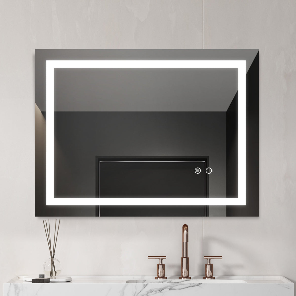 Tacmodo LED Lighted Bathroom Wall Mounted Mirror with High Lumen Anti-Fog Separately Control Dimmer Function