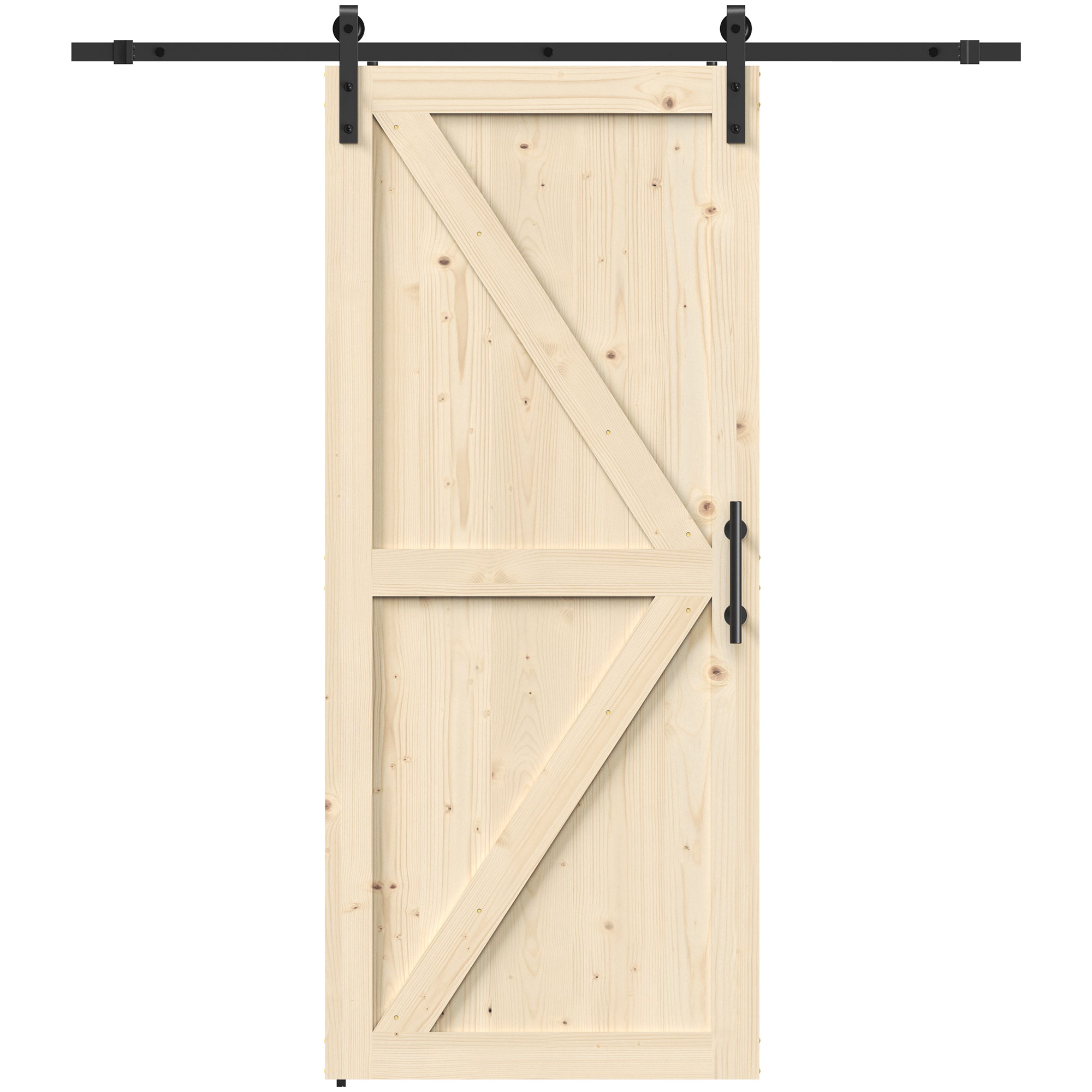 36in x 84in Nature Finished Wood Sliding Barn Door with Hardware Kit