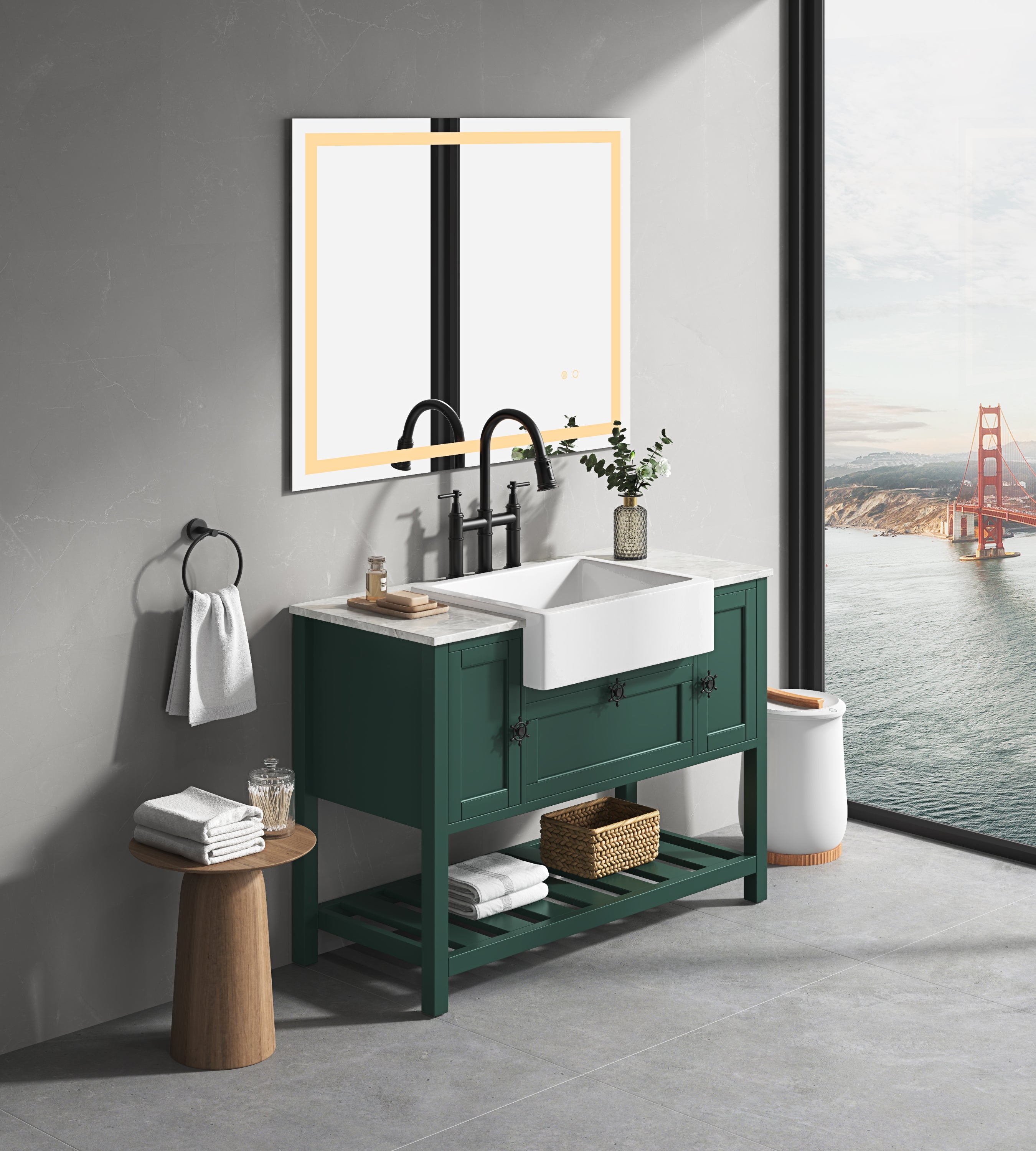 LED Bathroom Mirror  48 "x  36 " with Front and Backlight, Large Dimmable Wall Mirrors with Anti-Fog, Shatter-Proof, Memory, 3Colors, LED Vanity Mirror