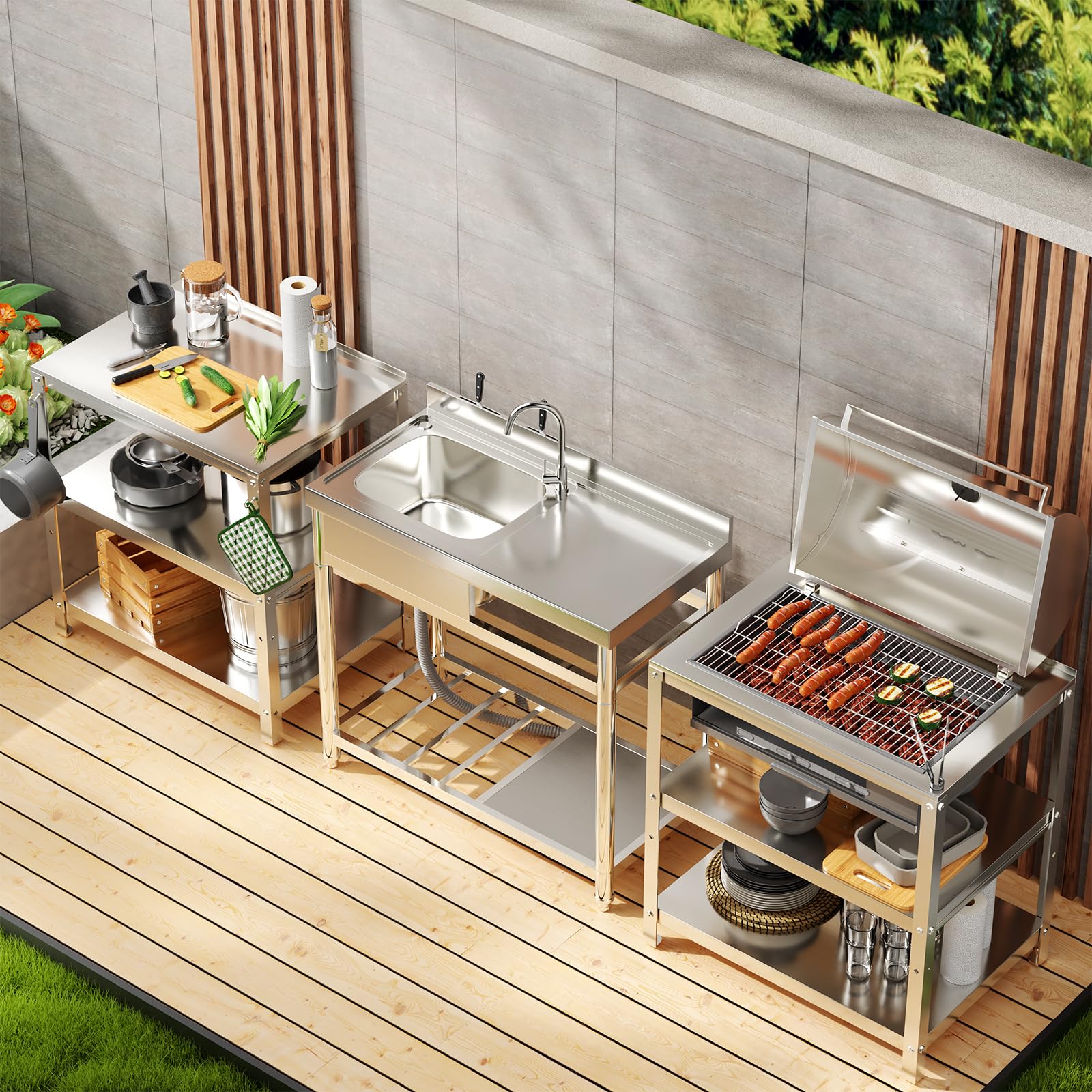 Free Standing Commercial Restaurant Kitchen Sink