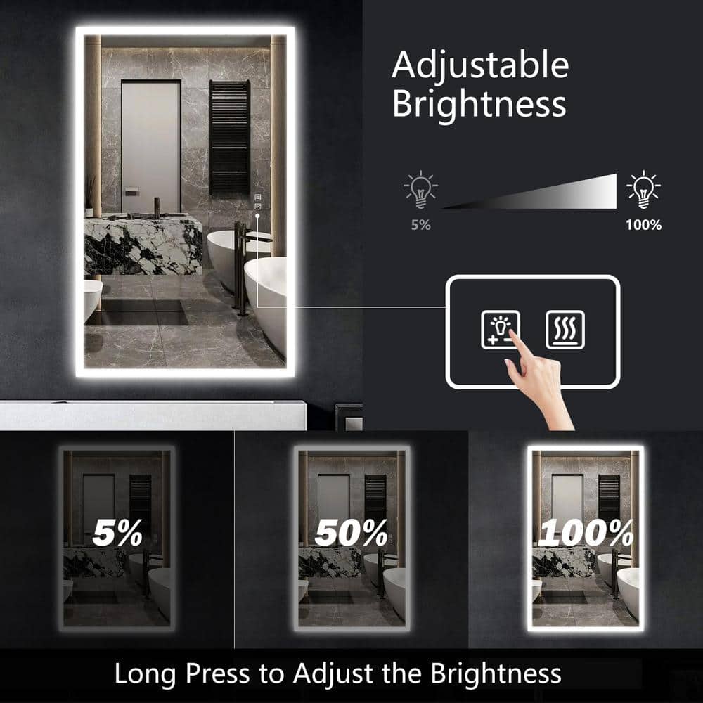 Frameless Rectangular Led Bathrooms Mirrors with Dimmable Lights