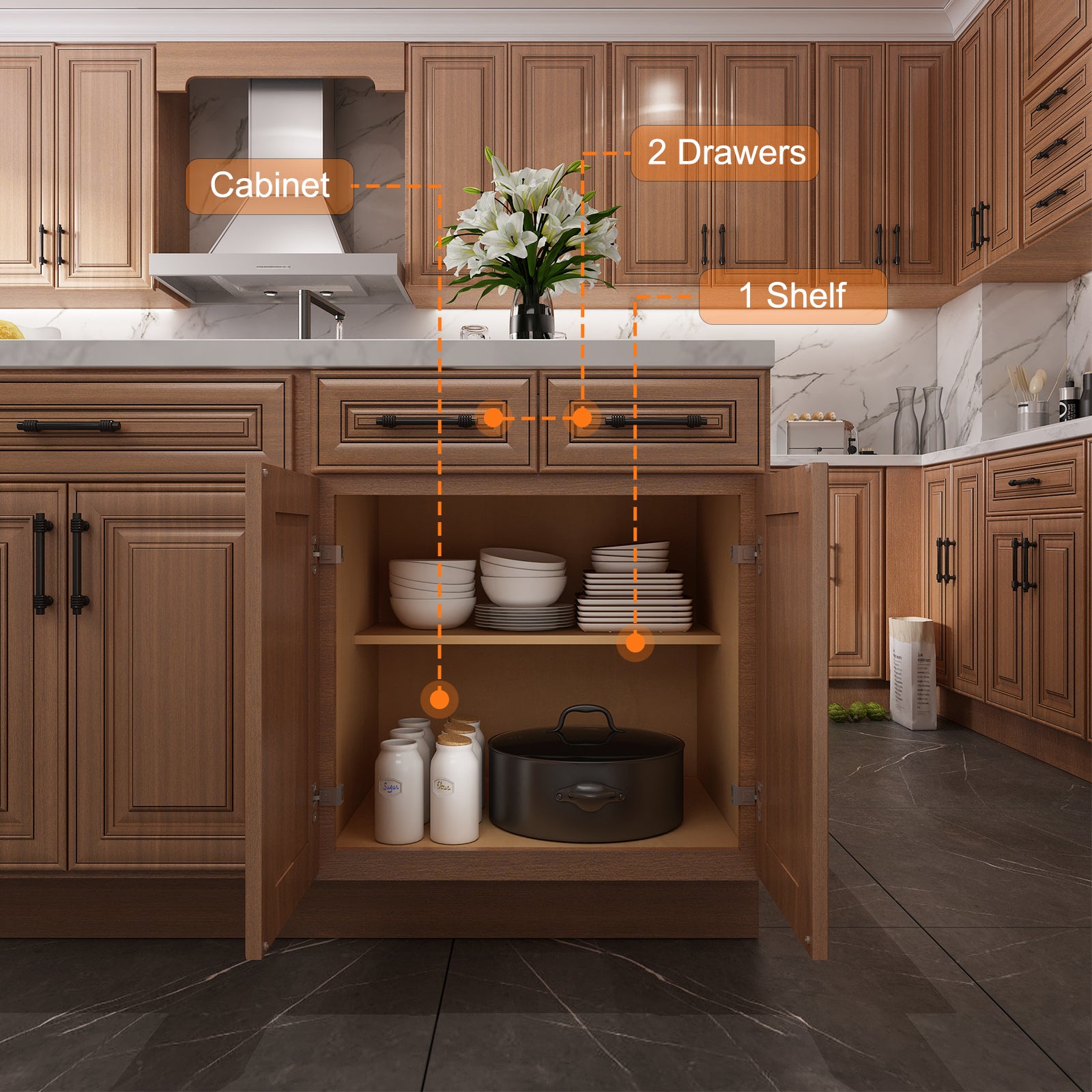 24"D Birch Solid Wood X 30"W X 34-1/2"H Base Kitchen Cabinet B30