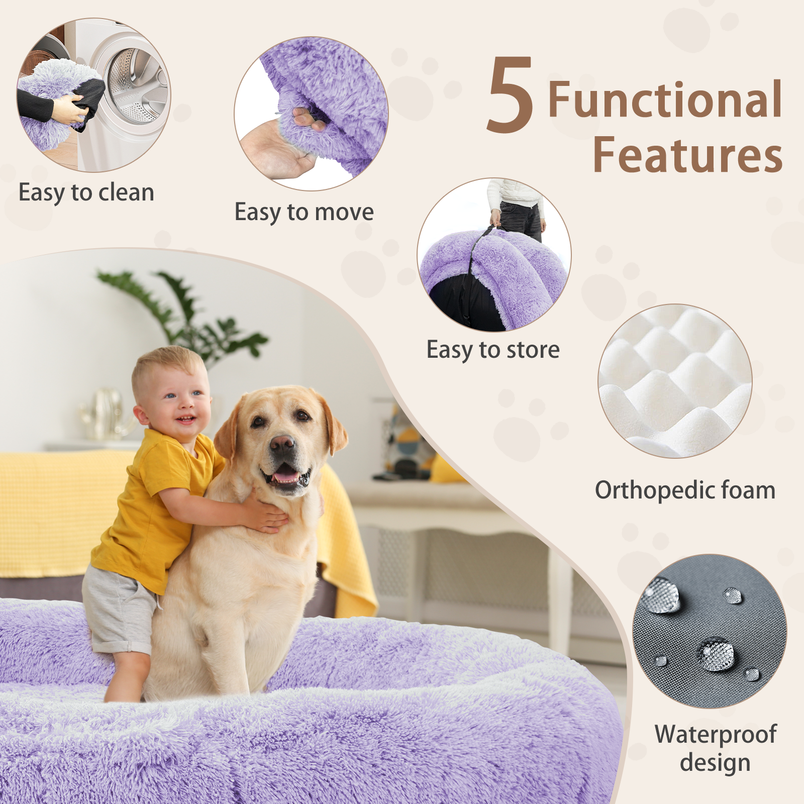 Memory Foam Washable Dog Bed