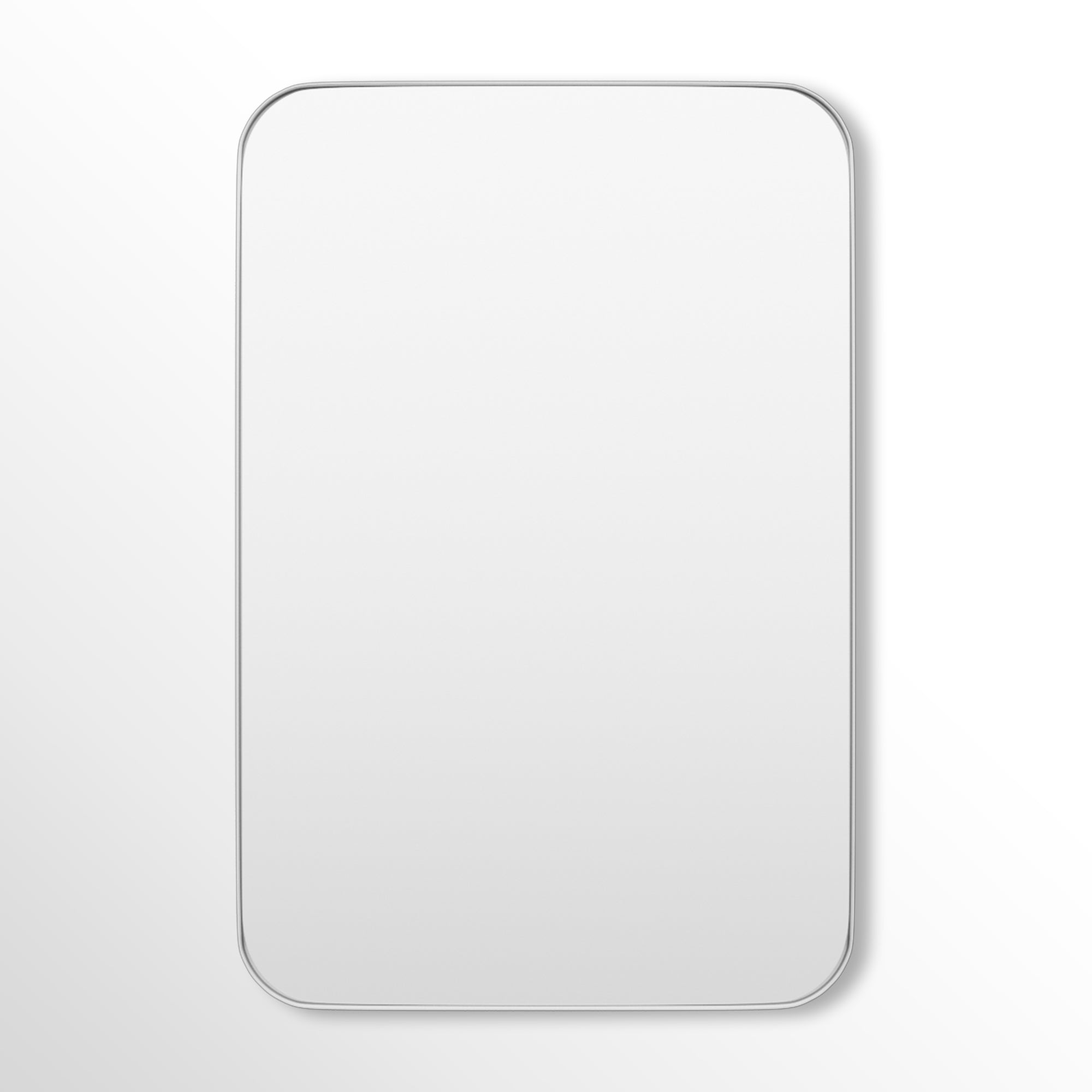 24 in. W x 36 in. H Rectangular Framed Tempered Glass Wall-Mounted Bathroom Vanity Mirror in Silver