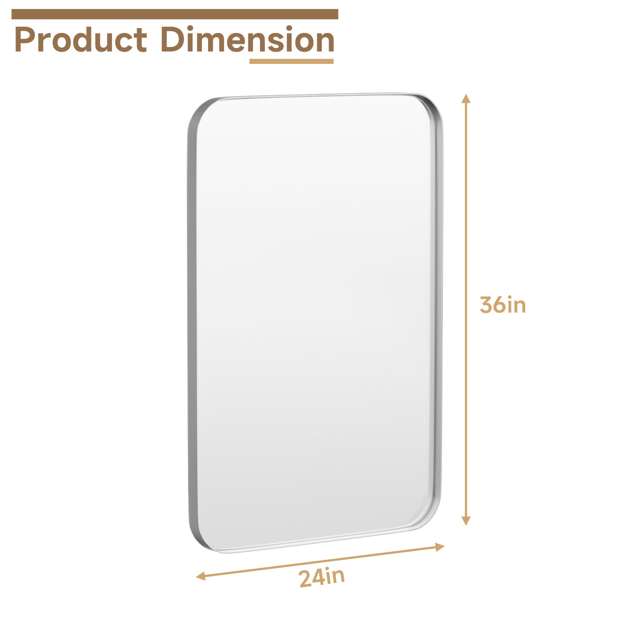 24 in. W x 36 in. H Tempered Glass Rectangular Framed Wall-Mounted Bathroom Vanity Mirror in Silver