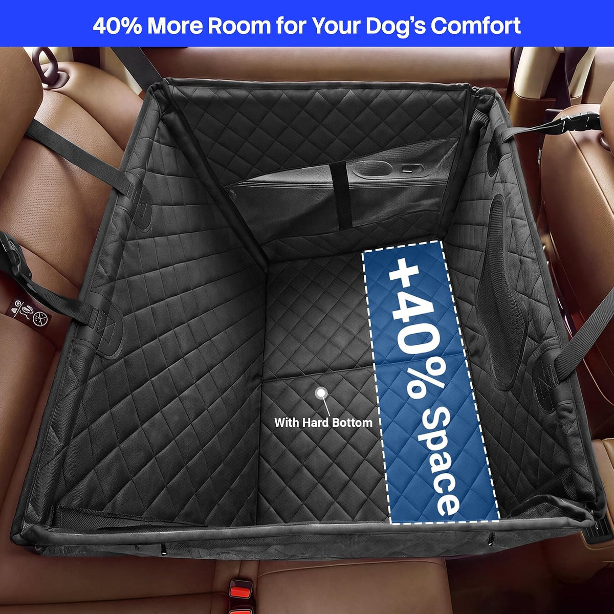 Black Dog Car Seat Extender, Hard Bottom Dog Hammock for Cars,SUV Large