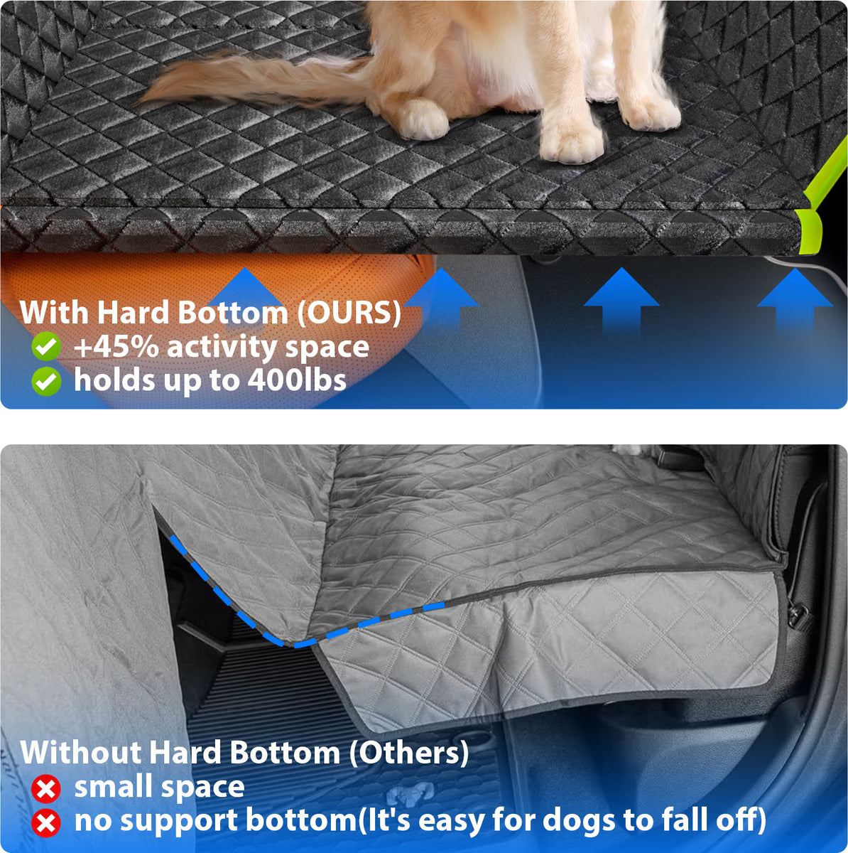 Waterproof Hammock Dog Car Back Seat Cover, Green