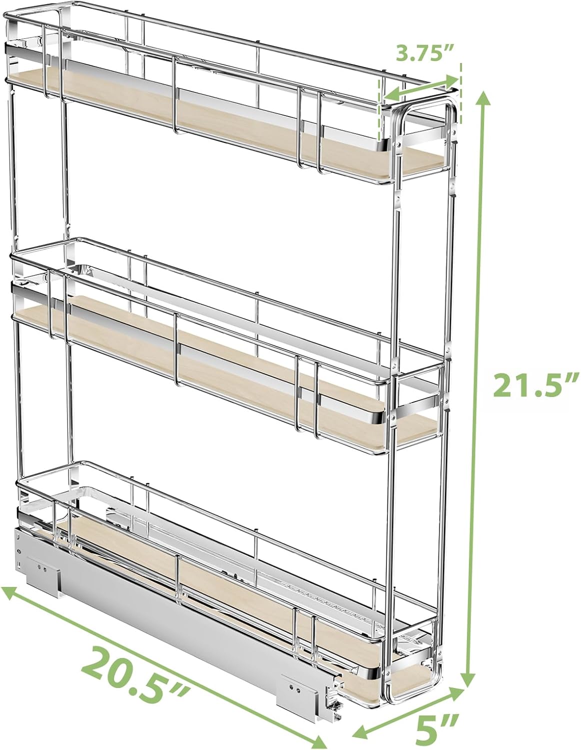 3-Tier Pull Out Cabinet Organizer Spice Rack for Narrow Cabinet 5" W x 20½" D