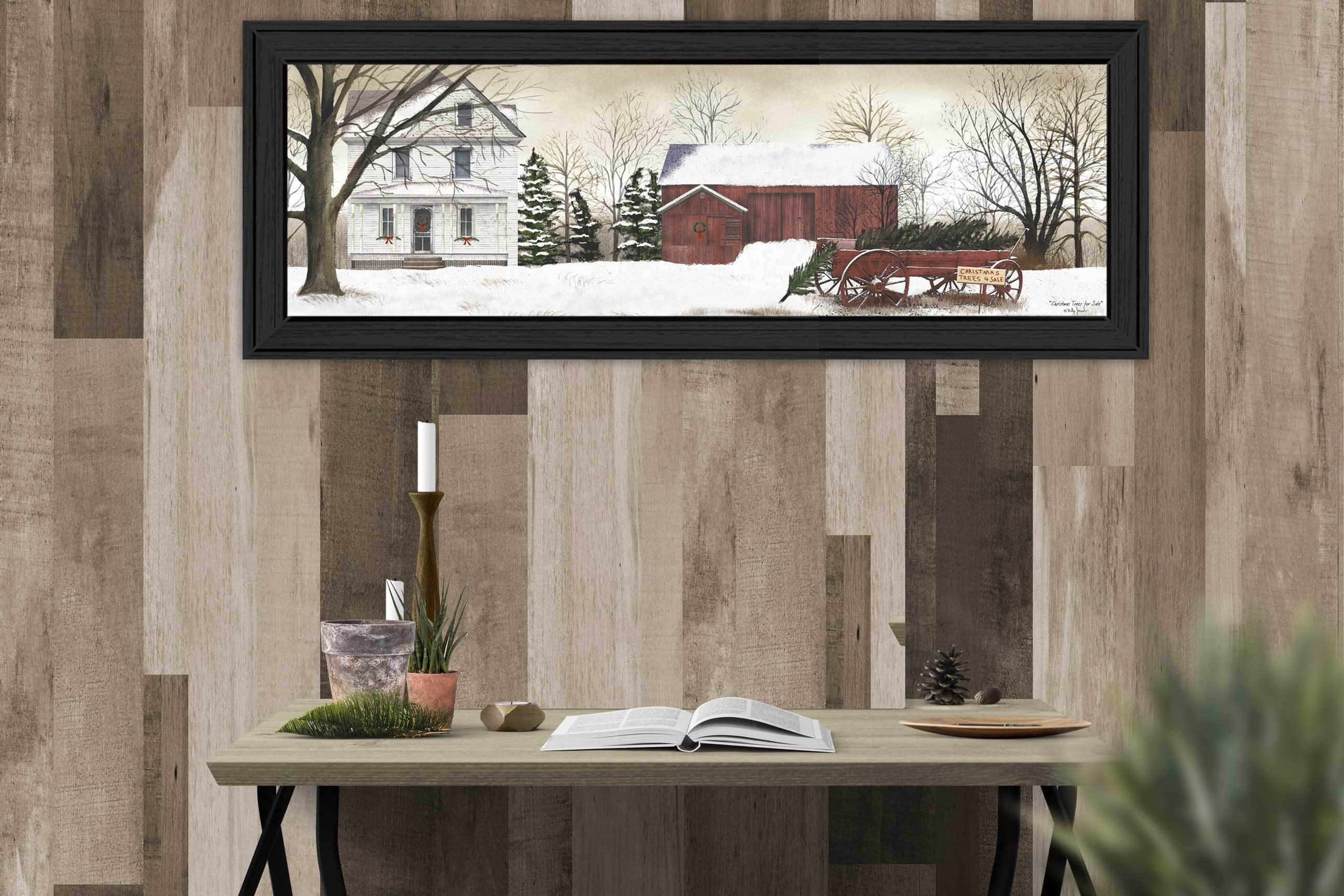 Trendy Decor 4U "Christmas Trees for sale" Framed Wall Art, Modern Home Decor Framed Print for Living Room, Bedroom & Farmhouse Wall Decoration by Billy Jacobs