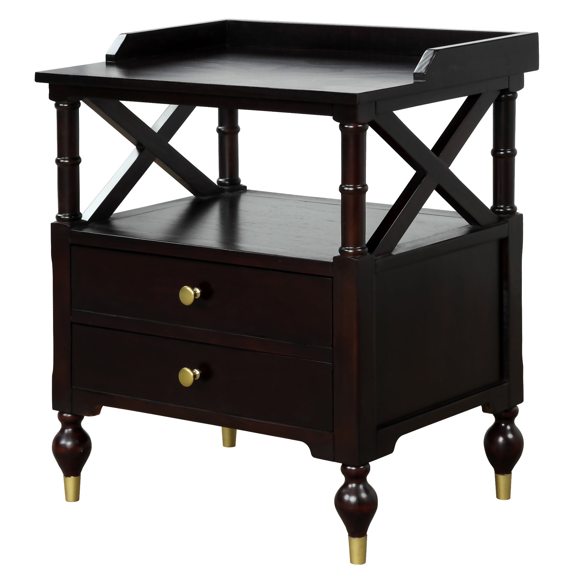 3 Pieces Bedroom Set Modern Linen Curved Upholstered Beige Platform Full Bed with Two Black Cherry Nightstands