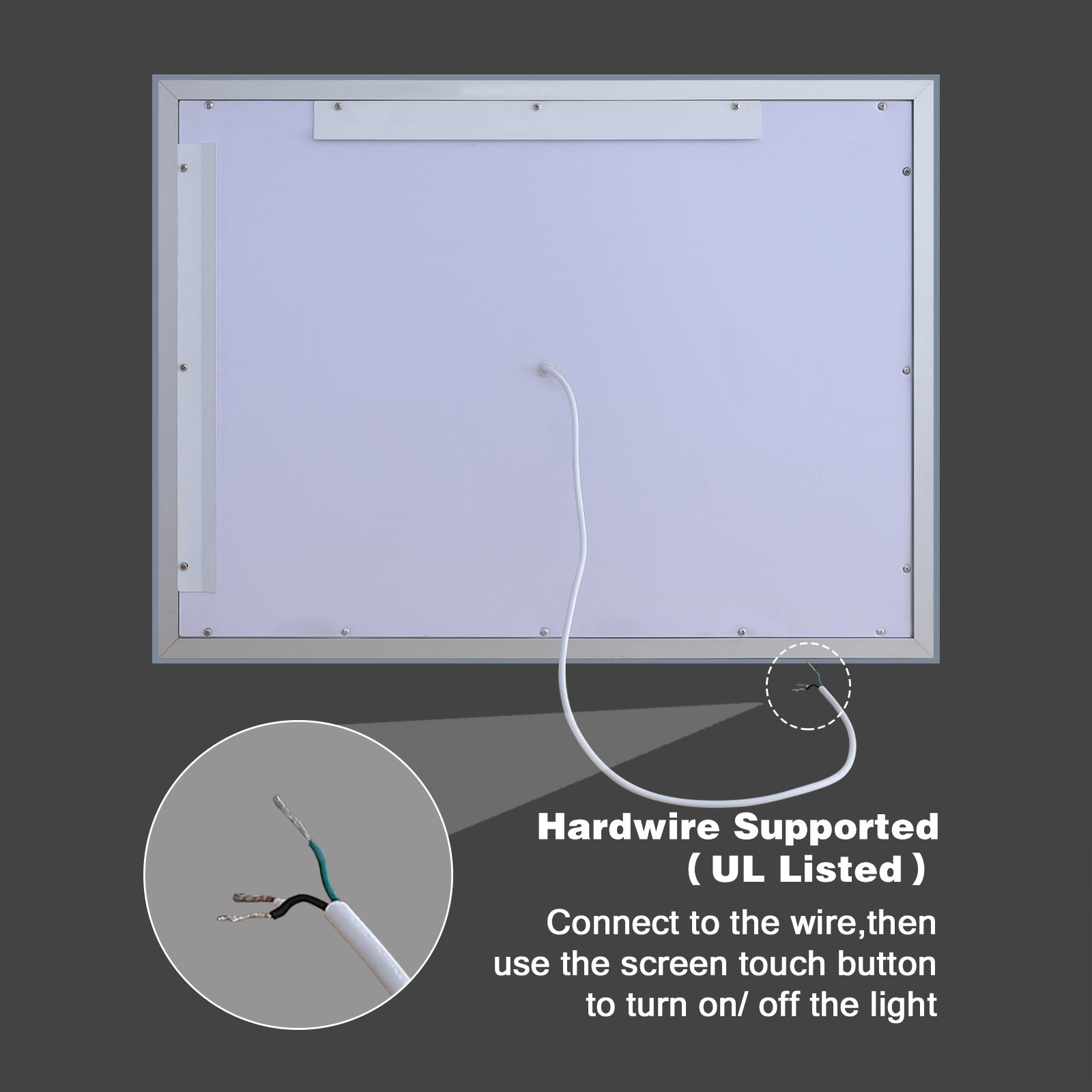 24×32 Bathroom Mirror with Dimmable LED Light Makeup Mirror Anti-fog