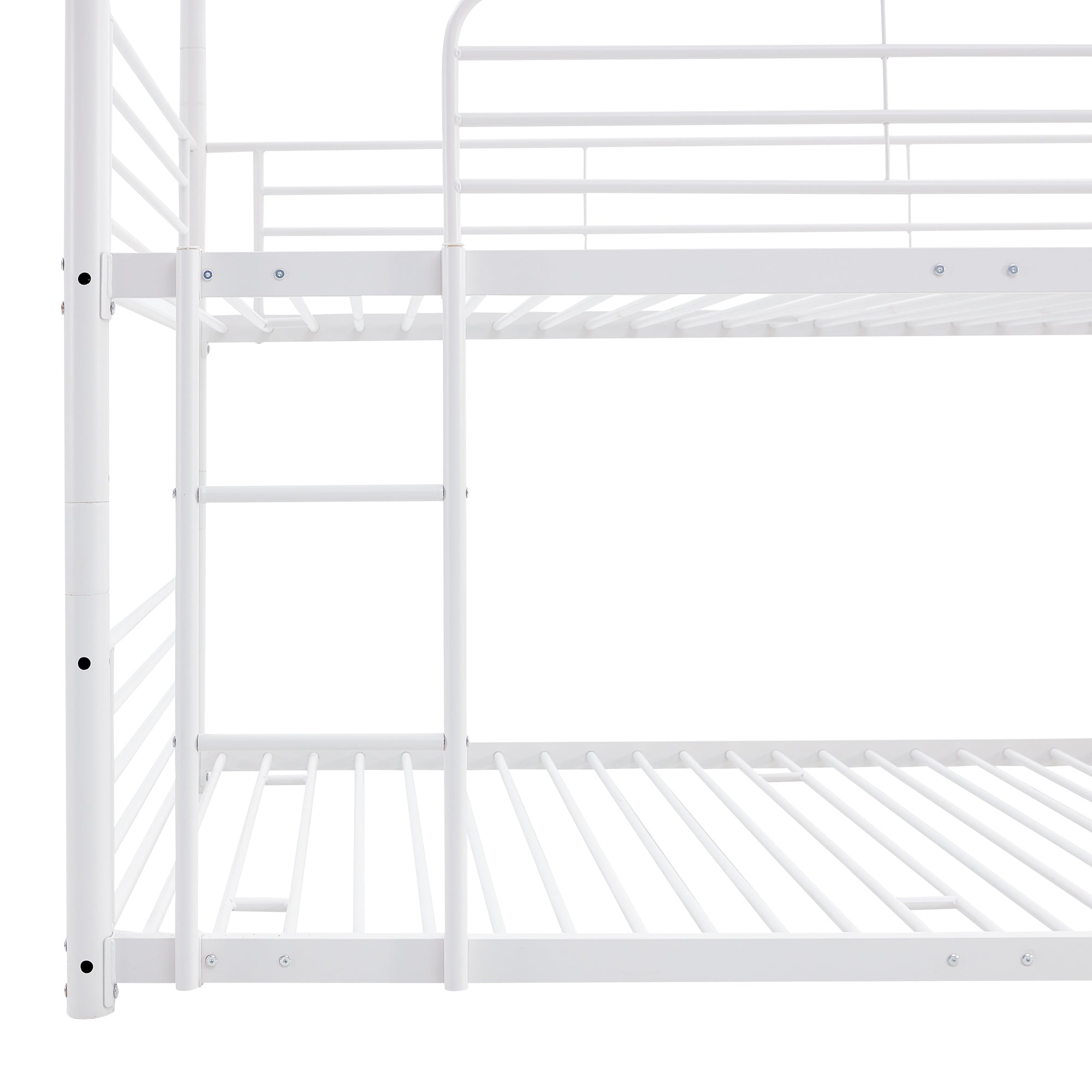 Full-Full-Full Metal  Triple Bed  with Built-in Ladder, Divided into Three Separate Beds,White(OLD SKU:LP000297AAK)