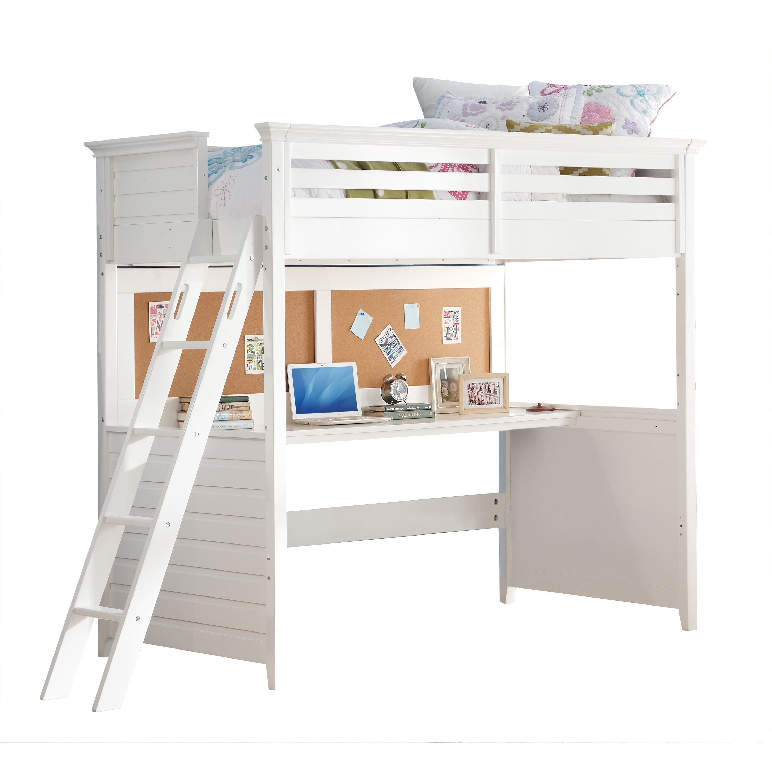 Lacey Loft Bed & Desk in White 37670