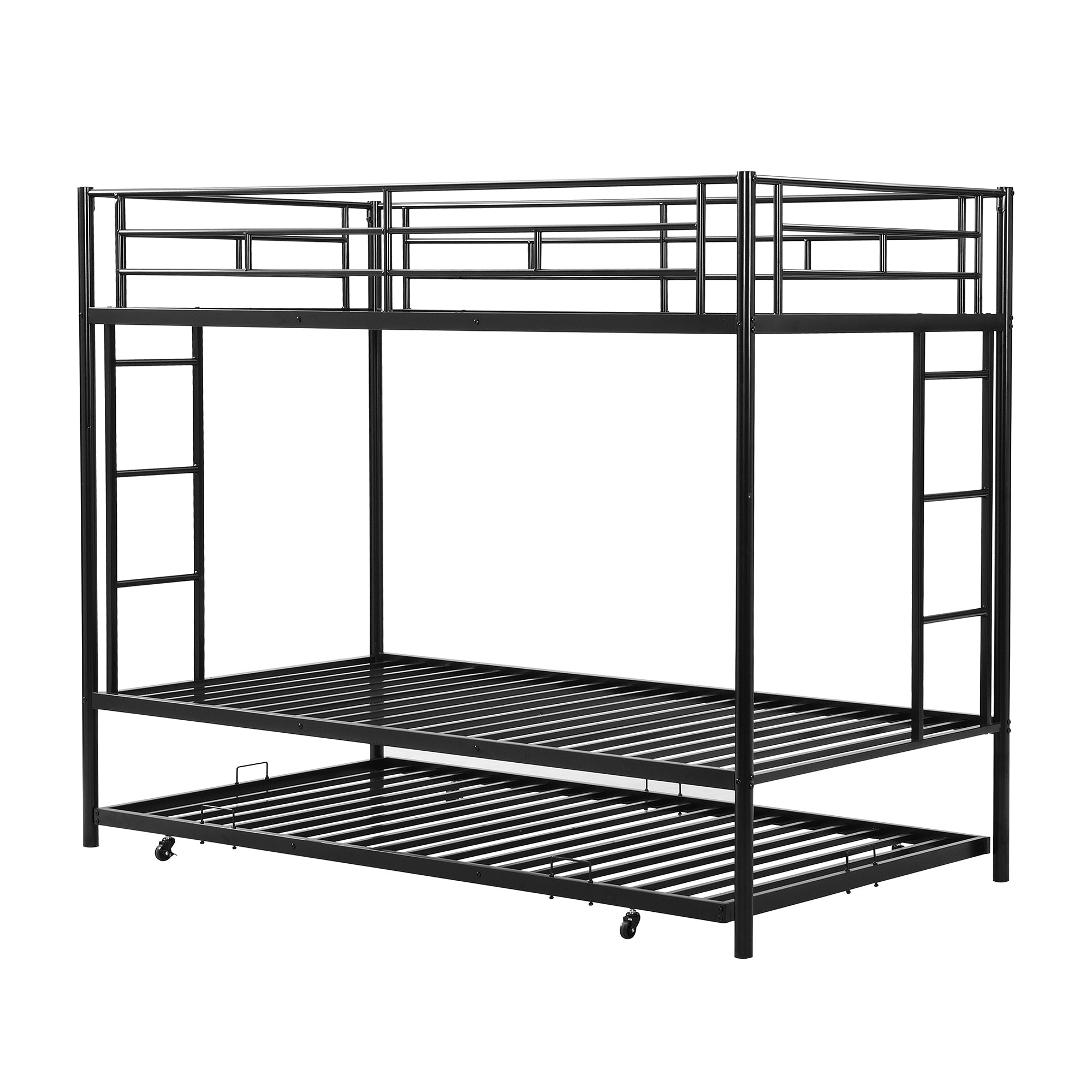 Twin over Twin Bunk Bed with Trundle, Black