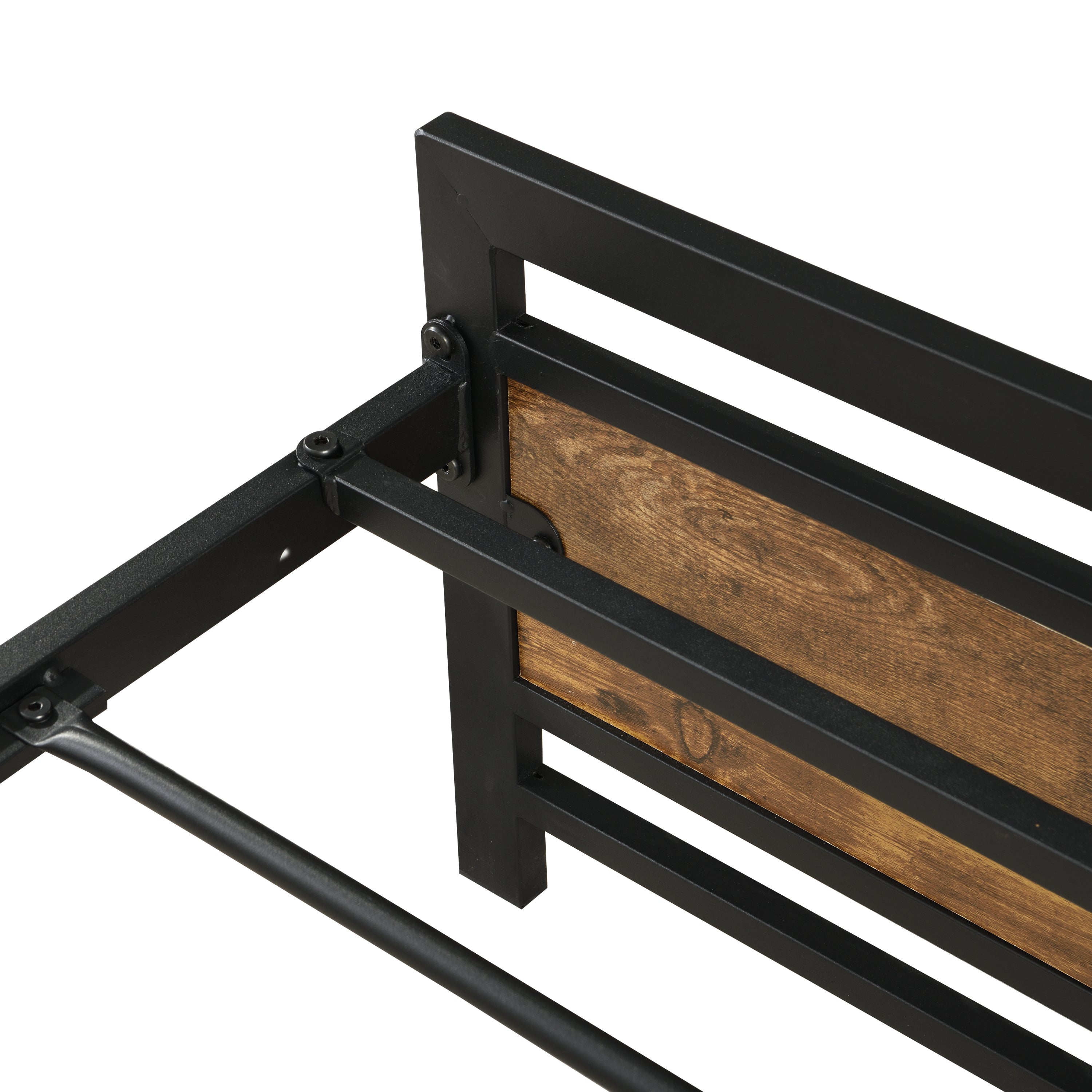 Full Size Metal Platform Bed Frame with Wood Headboard and Footboard, Heavy Duty Mattress Foundation with Slat Support, Easy Assembly, Noise-Free, No Box Spring Needed