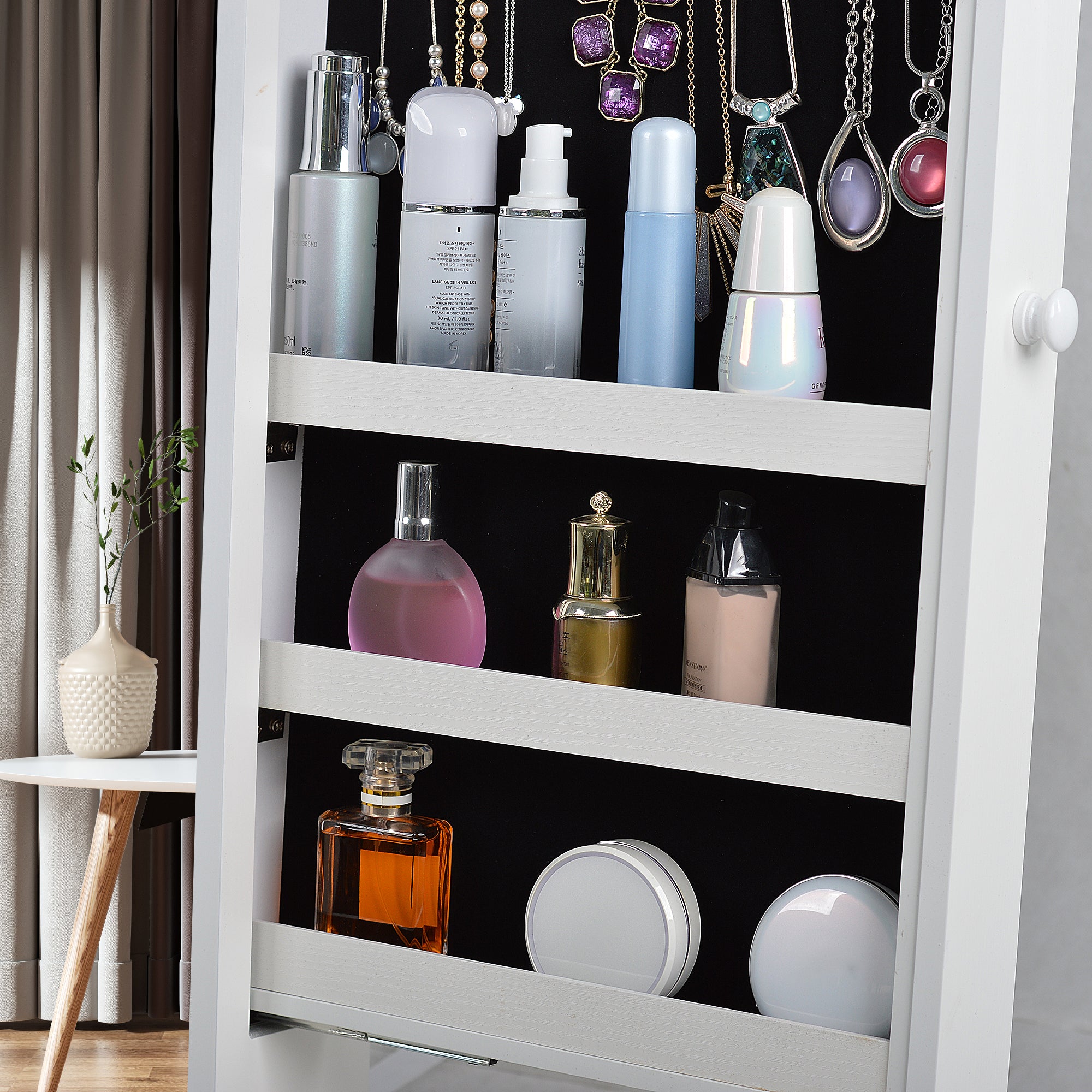 Fashion Full Mirror Standing Mirror Jewelry Cabinet  With Two Storage Drawers