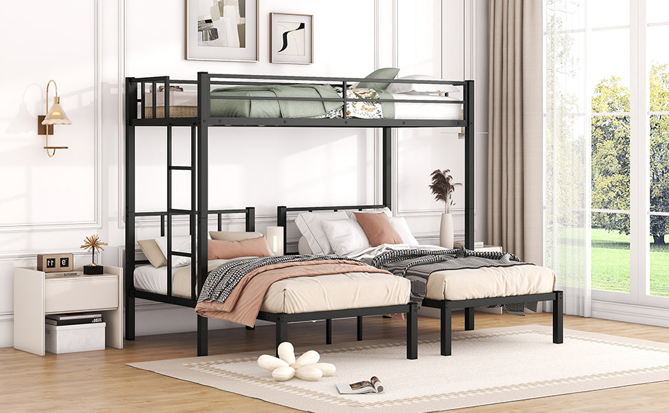 Twin over Twin & Twin Bunk Beds for 3, Twin XL over Twin & Twin Bunk Bed Metal Triple Bunk Bed, Black(Pre-sale date: October 31st)