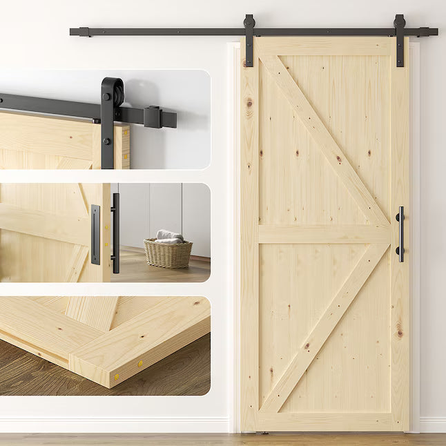 Sliding Barn Doors withHardware Kit Wood Unfinished Solid Pine Barn Doors with Track Kit