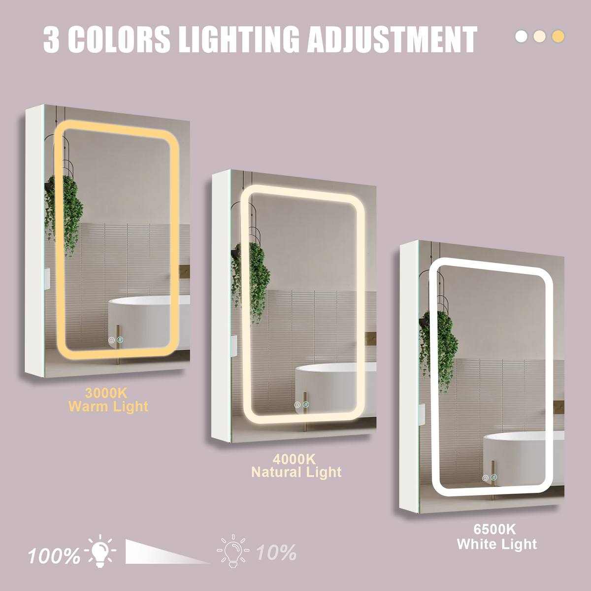 30x20 inch LED Bathroom Medicine Cabinet Surface Mounted Cabinets With Lighted Mirror  White Left Open