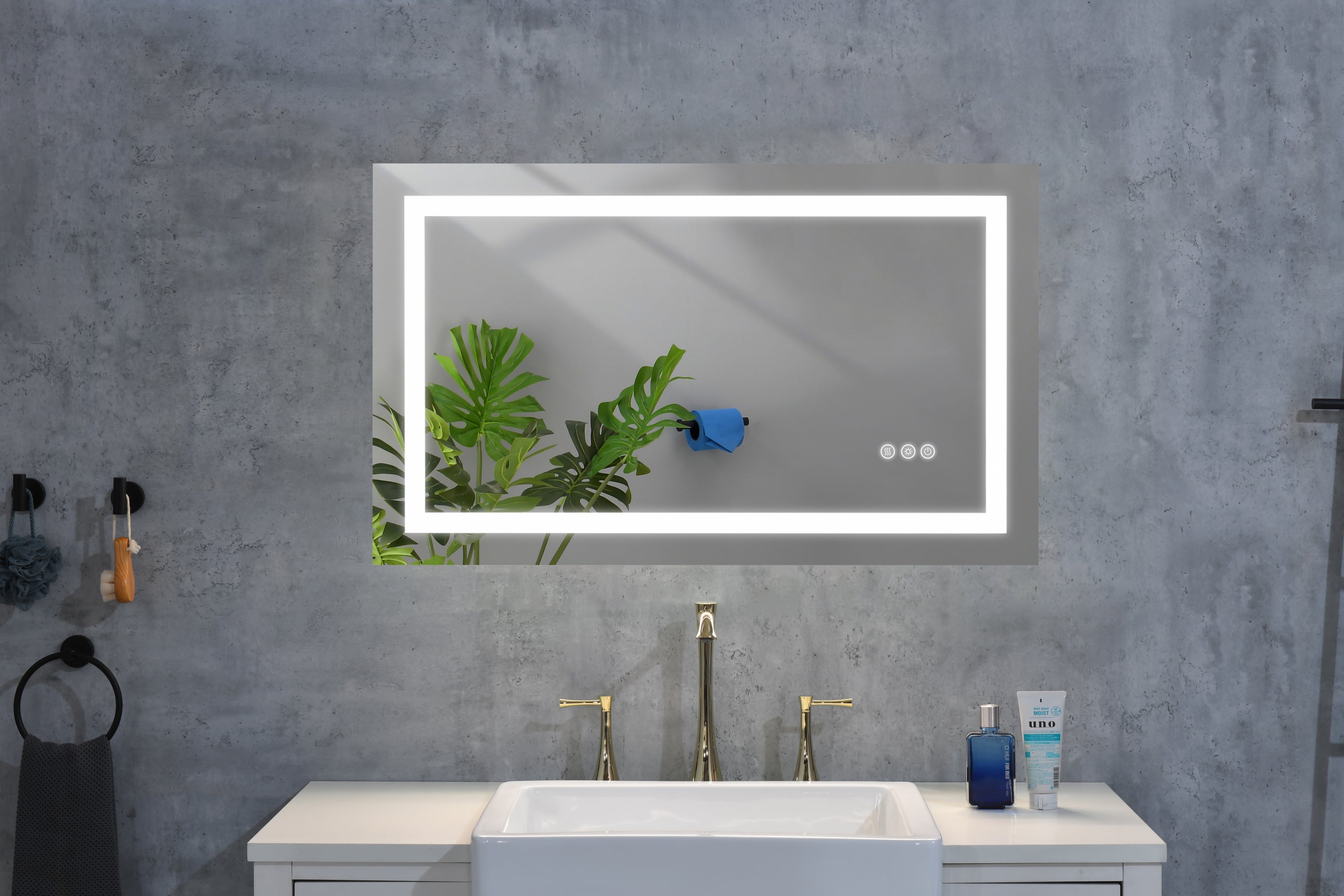 LED Bathroom Mirror  36 "x 30  " with Front and Backlight, Large Dimmable Wall Mirrors with Anti-Fog, Shatter-Proof, Memory, 3 Colors, LED Vanity Mirror