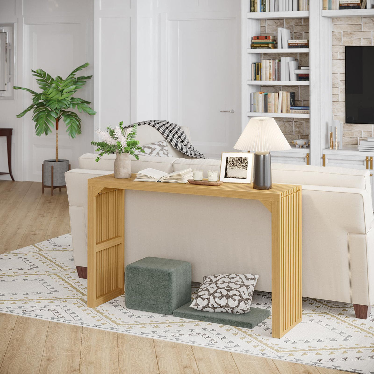 Rectangle Solid Wood Farmhouse Console Table