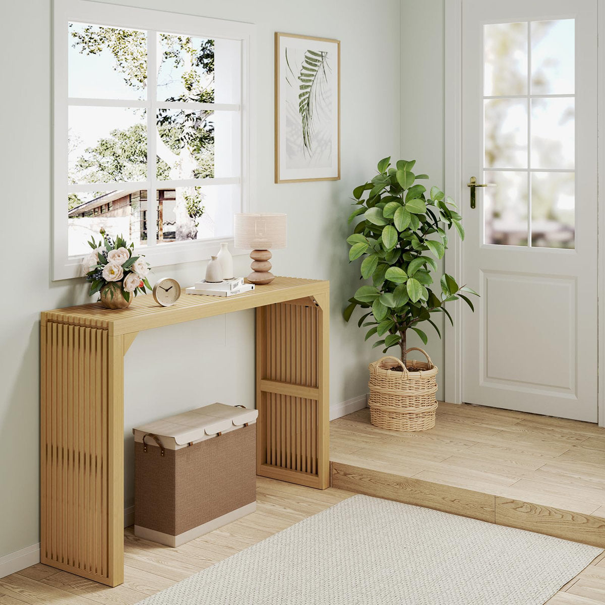 Rectangle Solid Wood Farmhouse Console Table