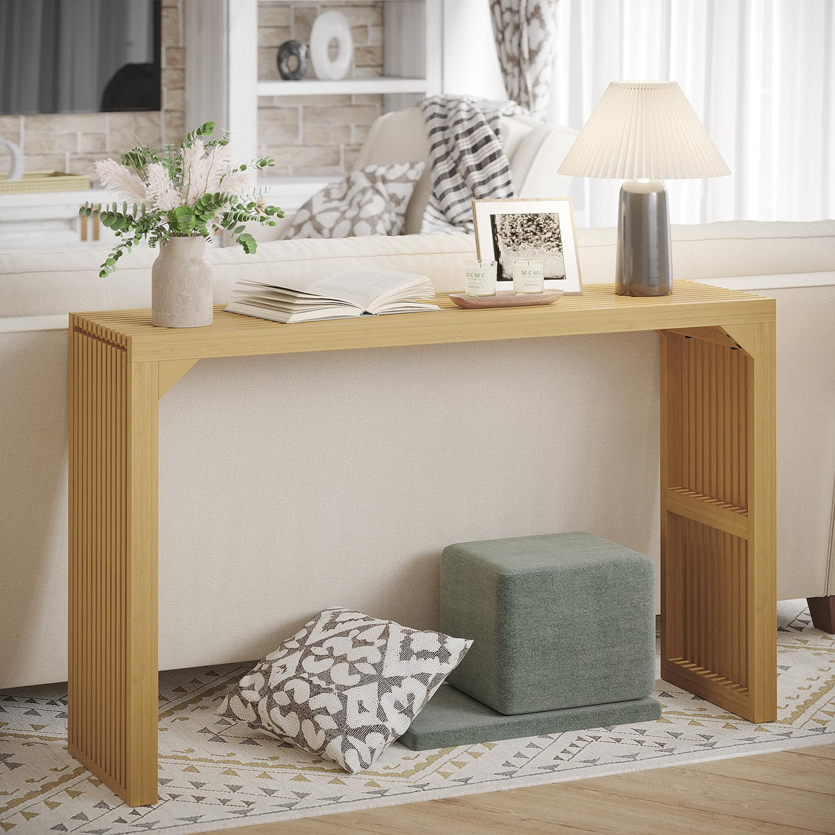 Rectangle Solid Wood Farmhouse Console Table