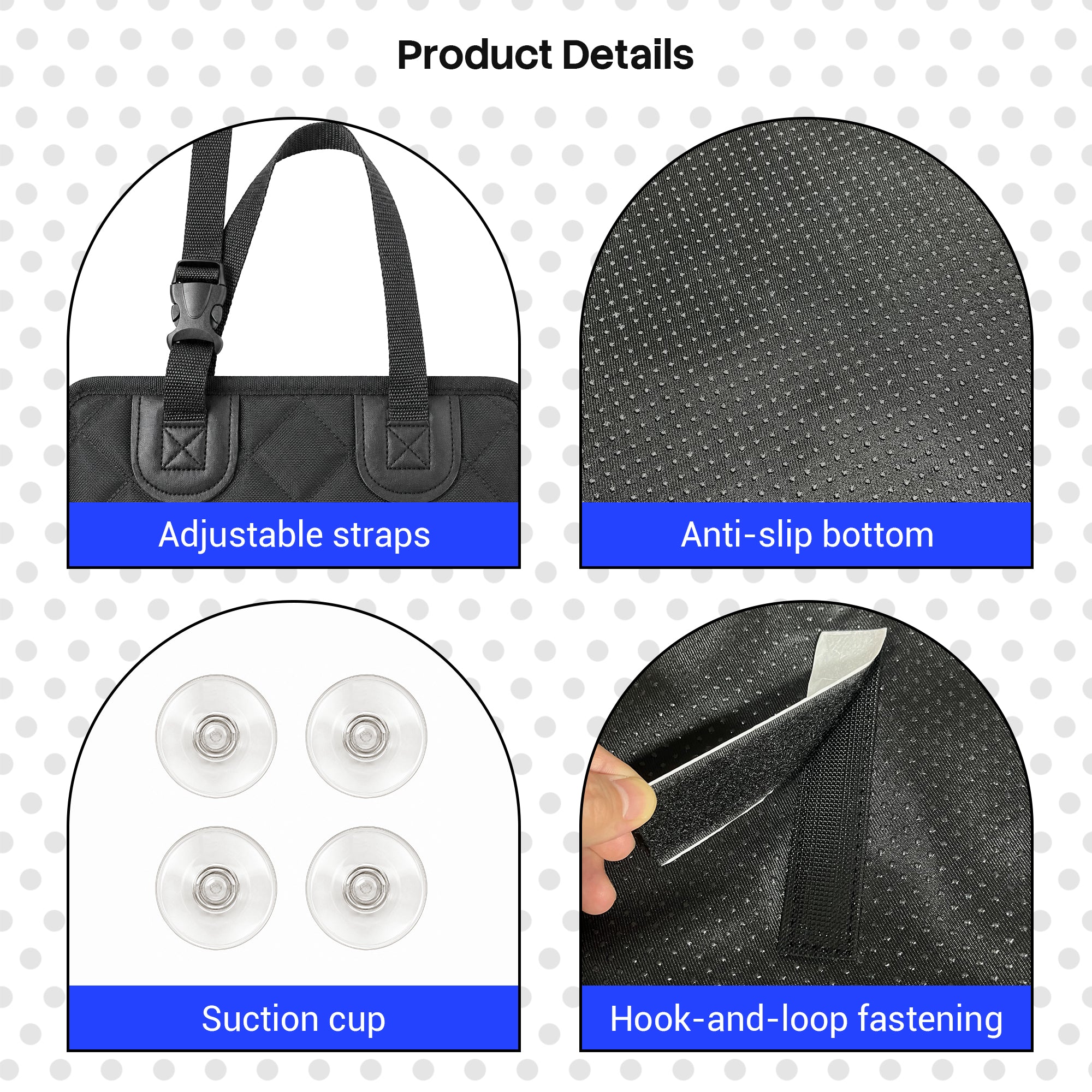 Waterproof Non-Slip SUV Cargo Cover Dog Scratcher Pad with Cushioned Sides, Black