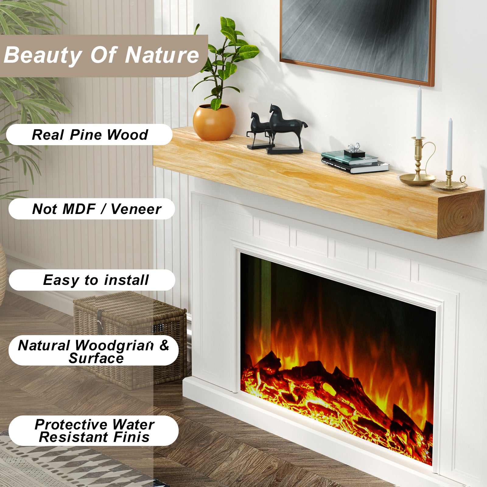 Donnan Solid Pine Wood Mantel