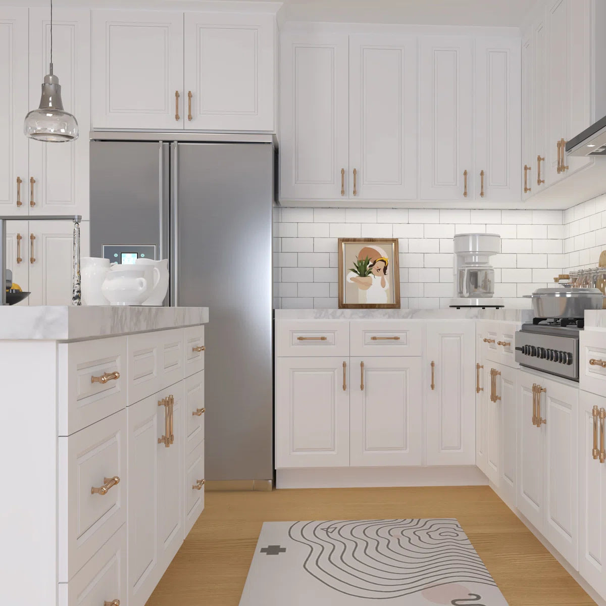 36"W * 15"H * 12"D Shaker White Glass Wall Kitchen Cabinet with Adjustable Shelves