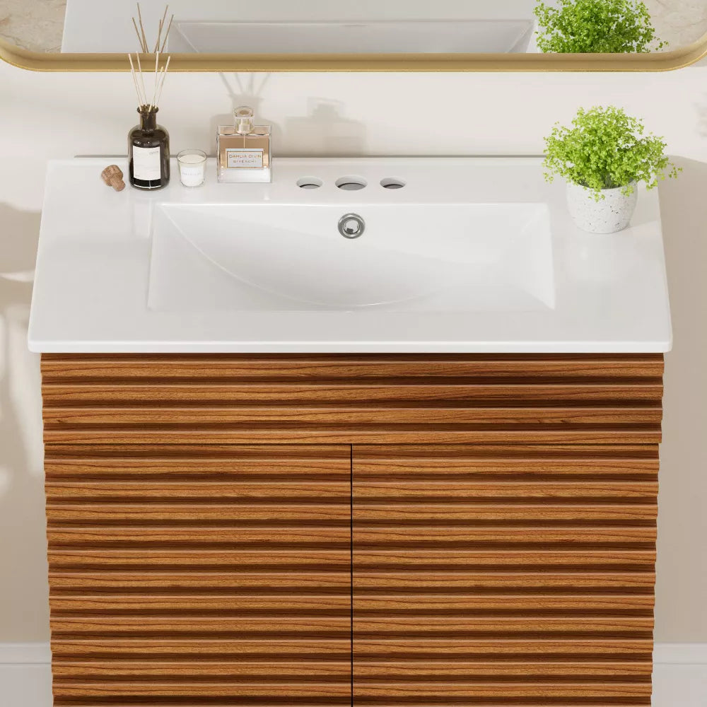 3-Hole 30 in. W x 18.25 in. D Classic Contemporary Rectangular Ceramic Single Sink Basin Vanity Top in White